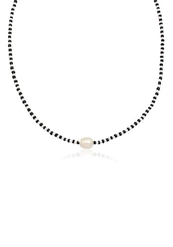 Perlenkette »Barock Perle Glass Beads Schwarz Weiß 925 Silber«