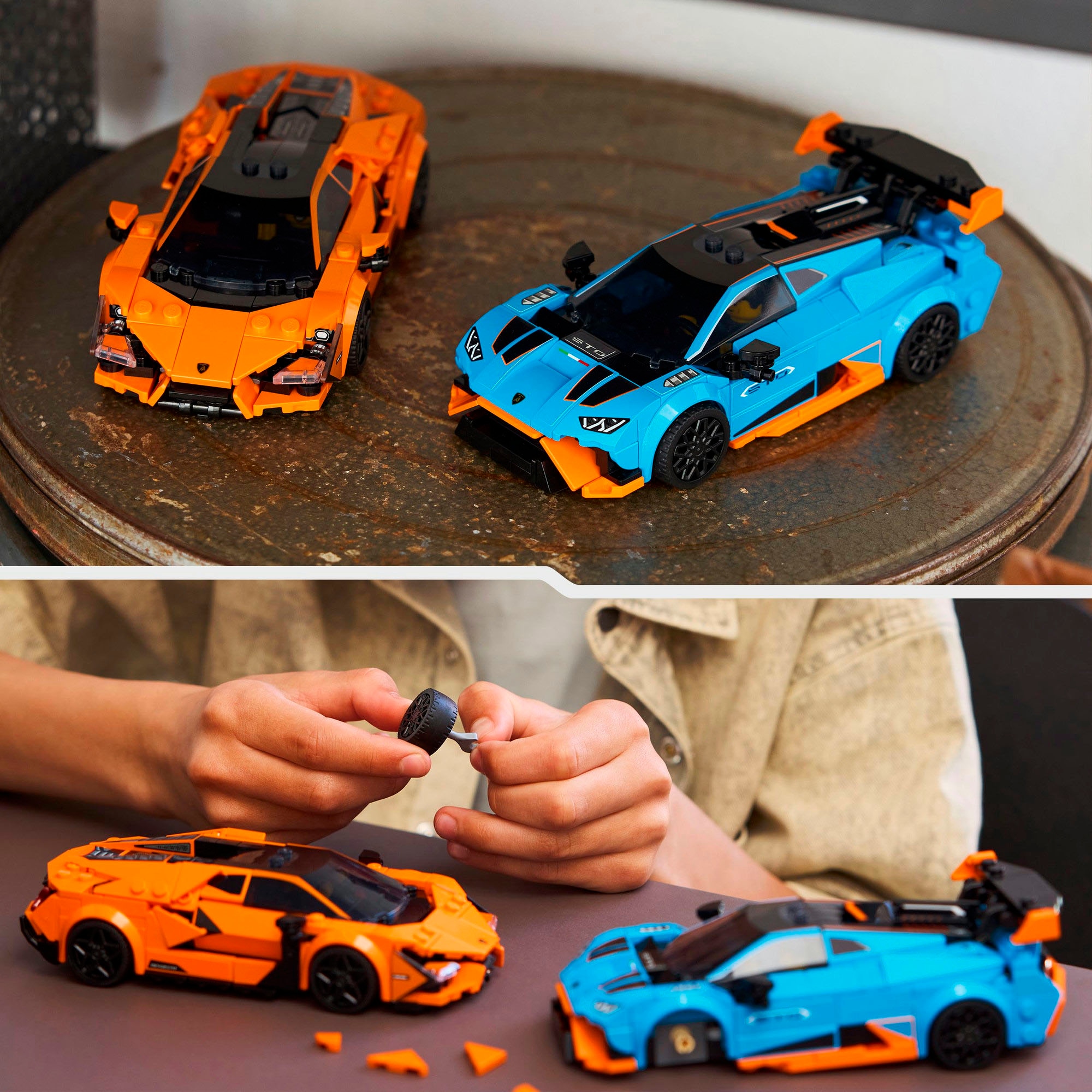 LEGO® Konstruktionsspielsteine »Lamborghini Revuelto und Huracán STO (77238), LEGO Speed Champions«, (607 St.), Made in Europe