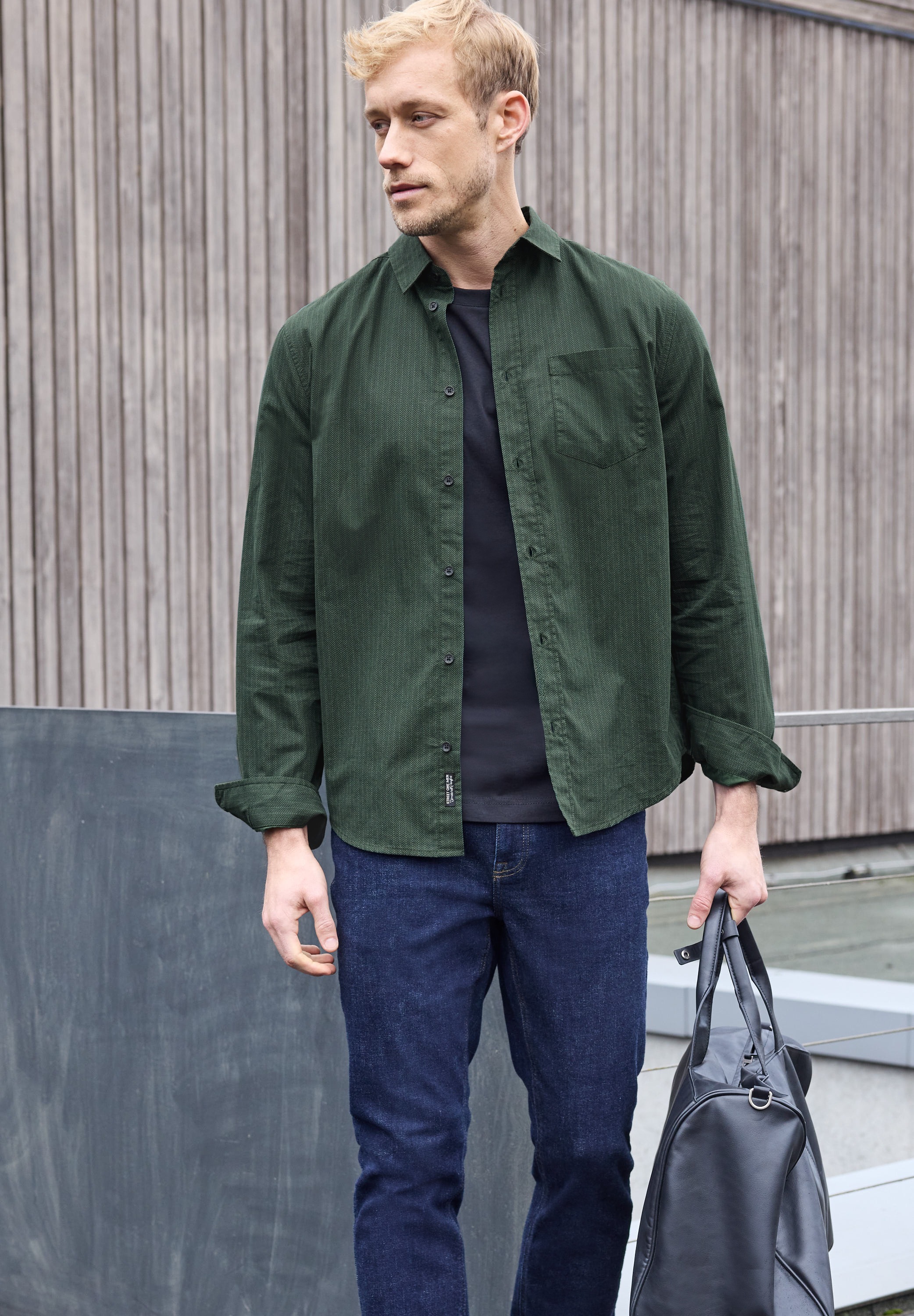 STREET ONE MEN Langarmhemd aus reiner Baumwolle