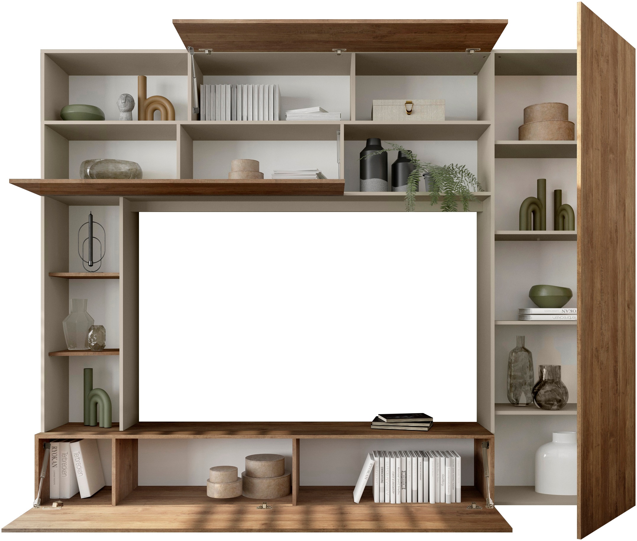 INOSIGN Wohnwand »PRATO, Breite 272 cm, Höhe 210 cm, Kompakt-Wohnwand,«, Mediawand, Schrankwand, moderne u. grifflose Optik, viel Stauraum