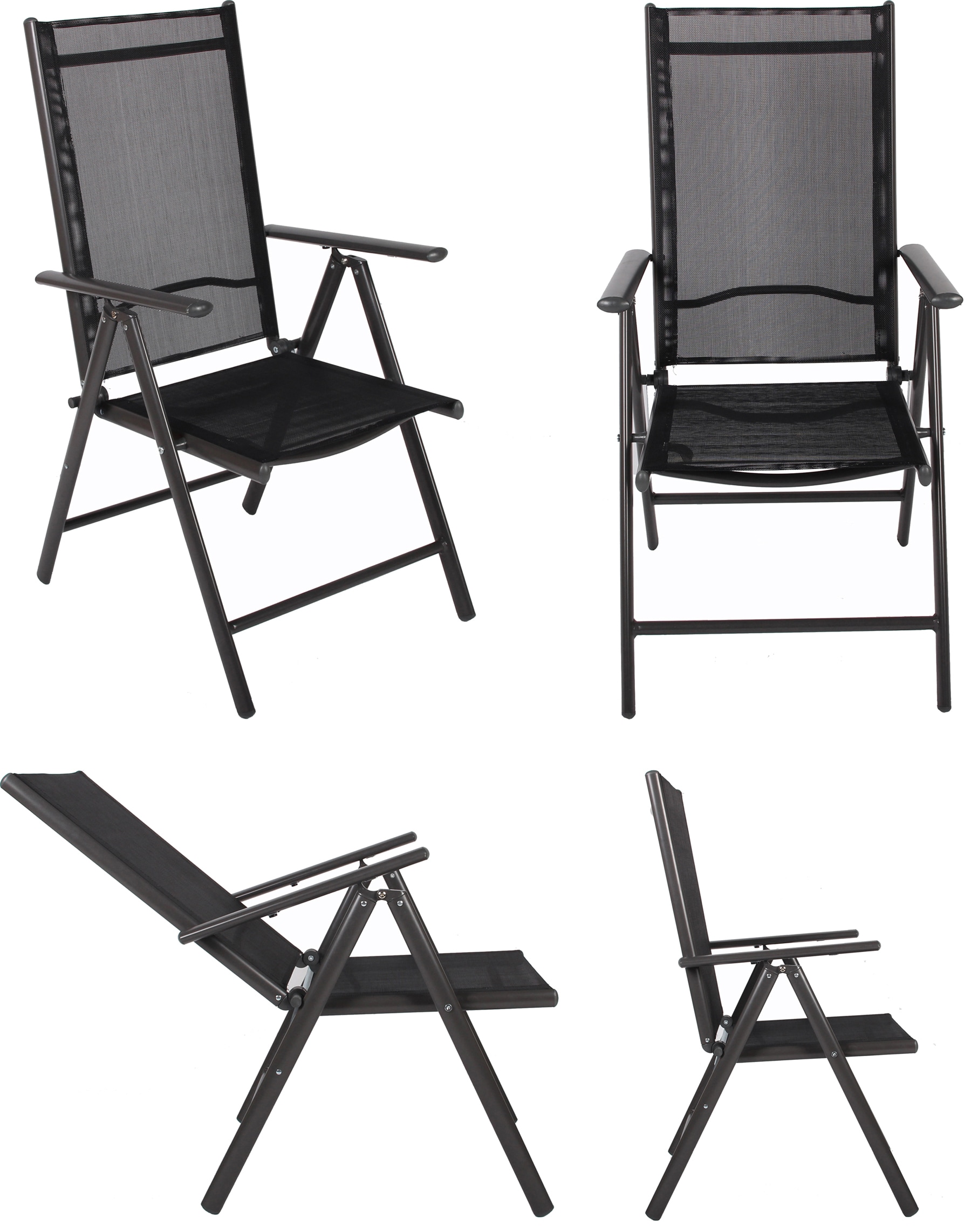 VCM Garten-Essgruppe »VCM 5-tlg Gartenmöbel Set | Sitzgruppe Essgruppe | 1xTisch, 4x Stühle | Tisch Maße ca. H. 76 x B. 80 x T. 80 cm | Garten Set ¿ Stühle 80 SW«, (5 tlg., SW)