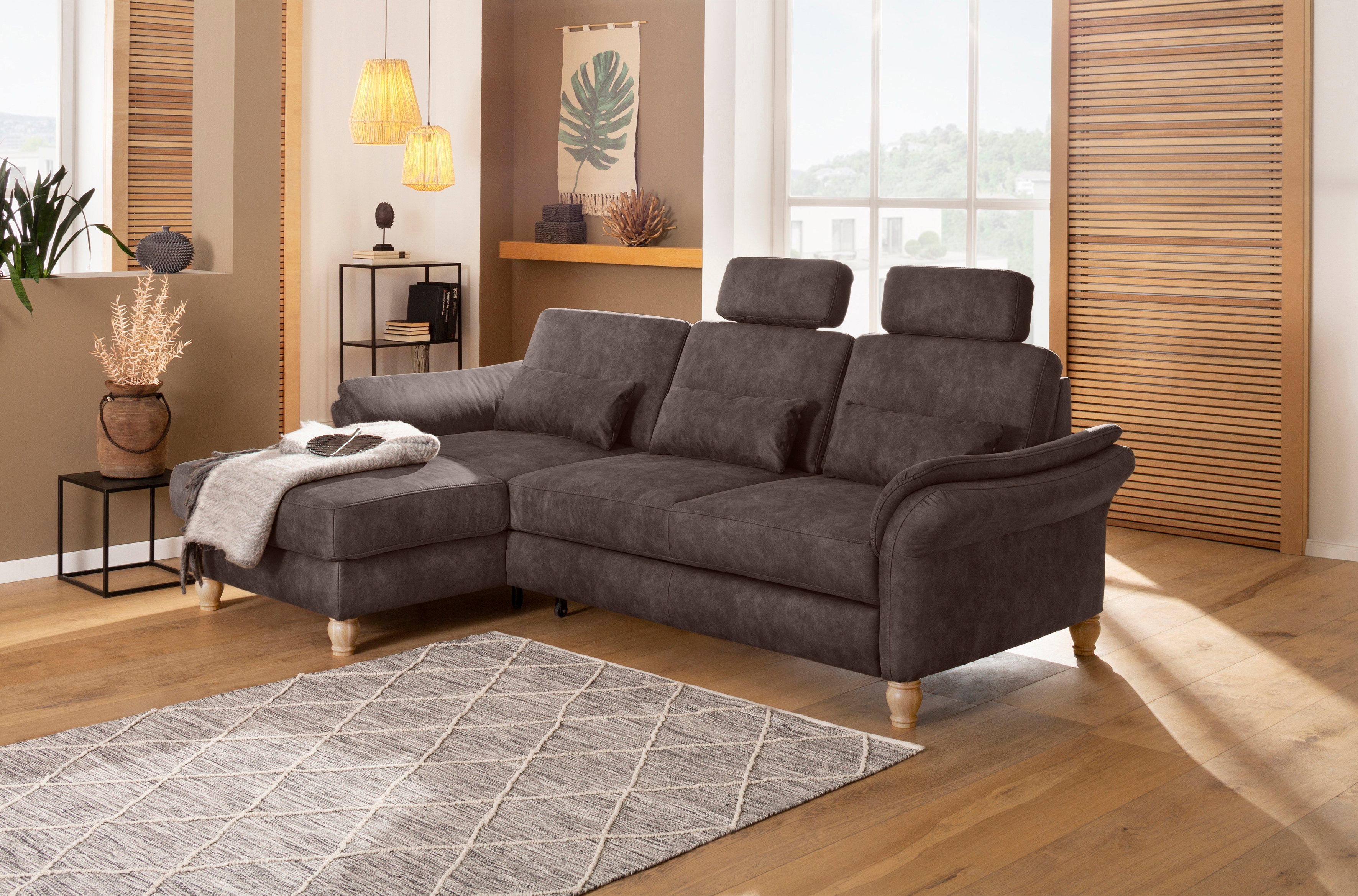 Home affaire Ecksofa "Palace L-Form" incl. Sitztiefenverstellung, wahlweise mit Schlaffunktion und Stauraum