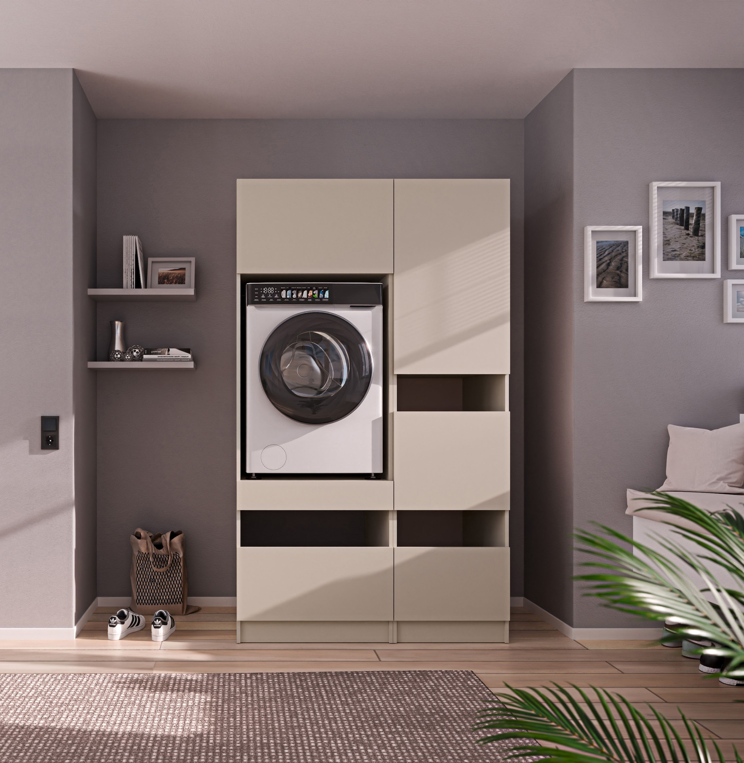 BASIC by Balculina Mehrzweckschrank-Set »Washhome B/T/H 118x68x200 cm« 2 Stk. tlg.