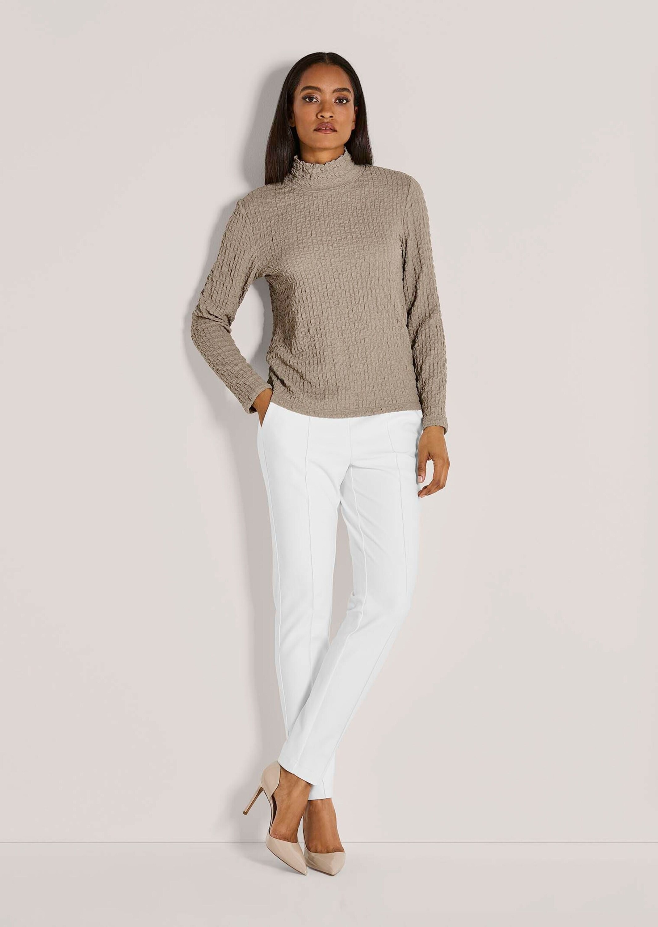 MADELEINE Langarmshirt "Jerseybluse Elegantes Oberteil mit Stehkragen" günstig online kaufen