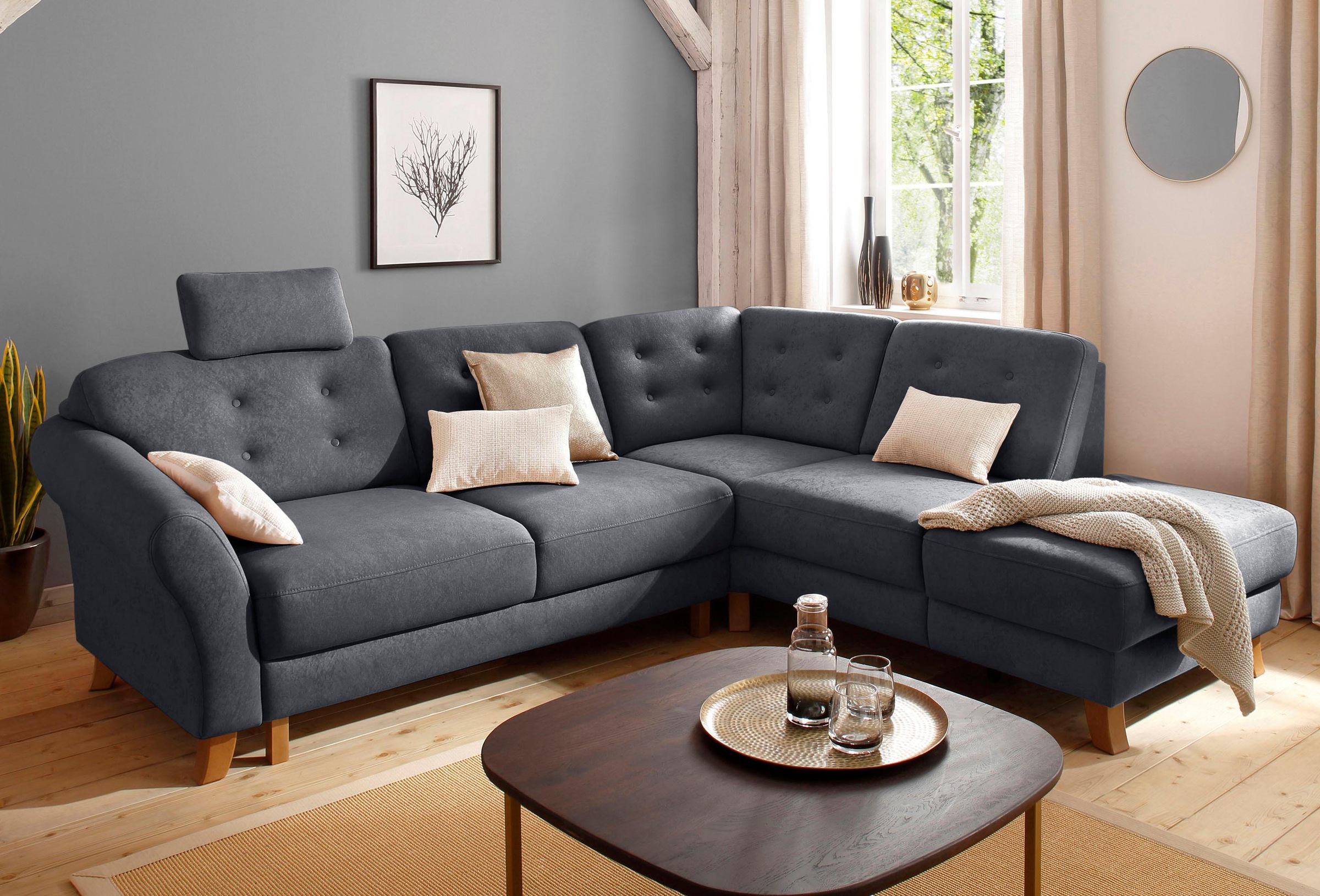 OTTO home Ecksofa "Trondheim L-Form, B: 260 cm, Federkern, Komfortsitz" mit Schlaffunktion, optional mit Stauraum, Eckcouch frei stellbar