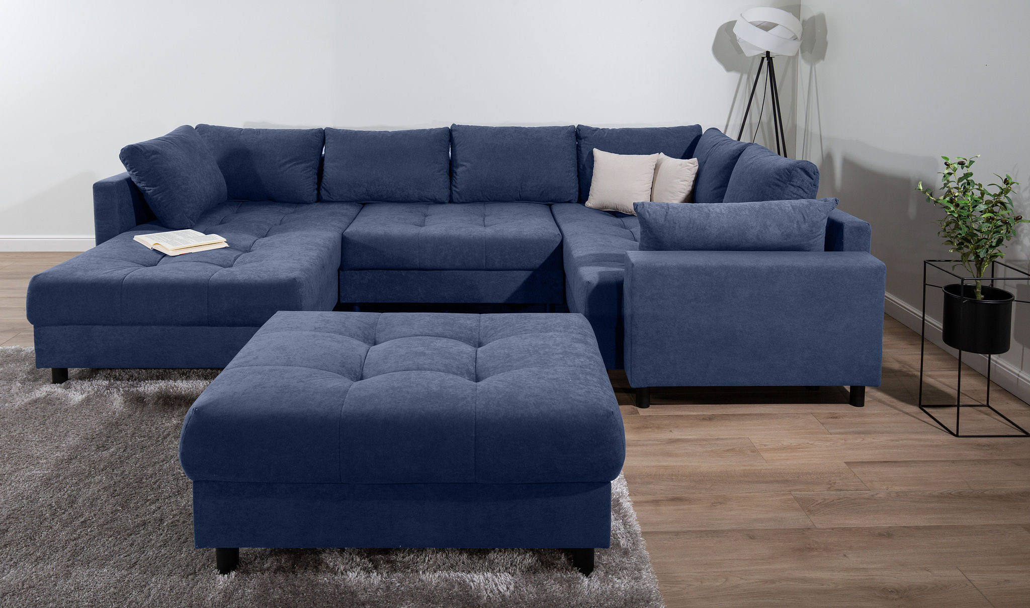 COLLECTION AB Wohnlandschaft "Toni U-Form, B: 298 cm" Set: Sofa & Hocker, 2 Zierkissen, Federkern