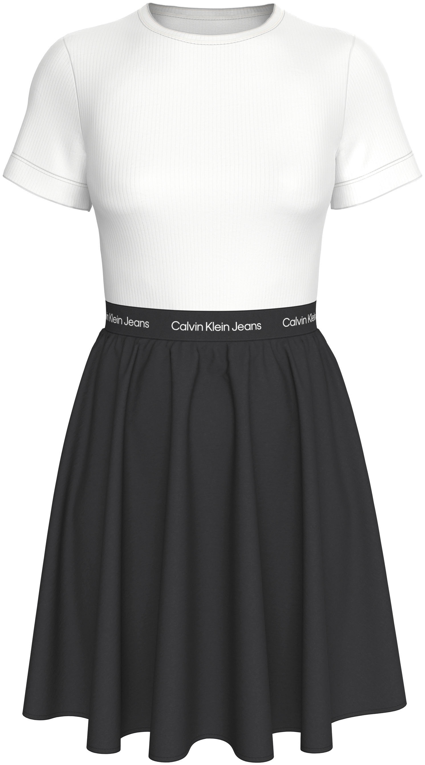 Calvin Klein Jeans Blusenkleid »LOGO ELASTIC SHORT SLEEVE DRESS«, mit Logoschriftzug