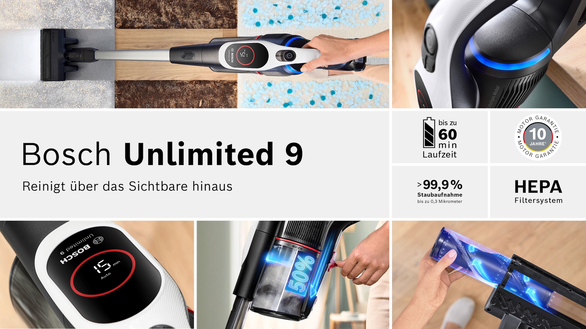 BOSCH Akku-Stielstaubsauger »BKS931BA« HEPA-Filtersystem, 10 Jahre Motorgarantie, Staubkomprimierung, weiß