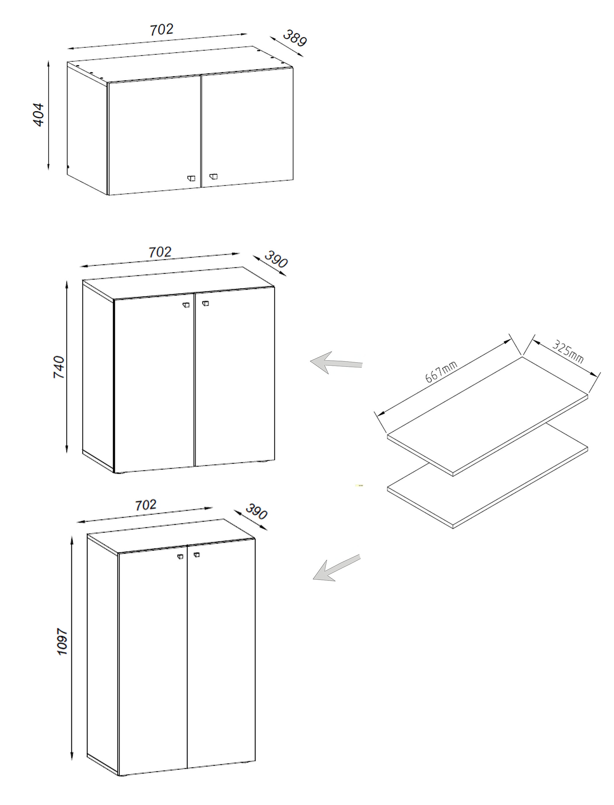 VCM Aktenschrank »VCM XXL Büroschrank mit 5 Fächern und einem Aufsatz | moderner Aktenschrank mit Drehtüren | Maße ca. H. 223 x B. 70 x T. 39 cm ¿ Lona 5-Fach«, (1 St.)