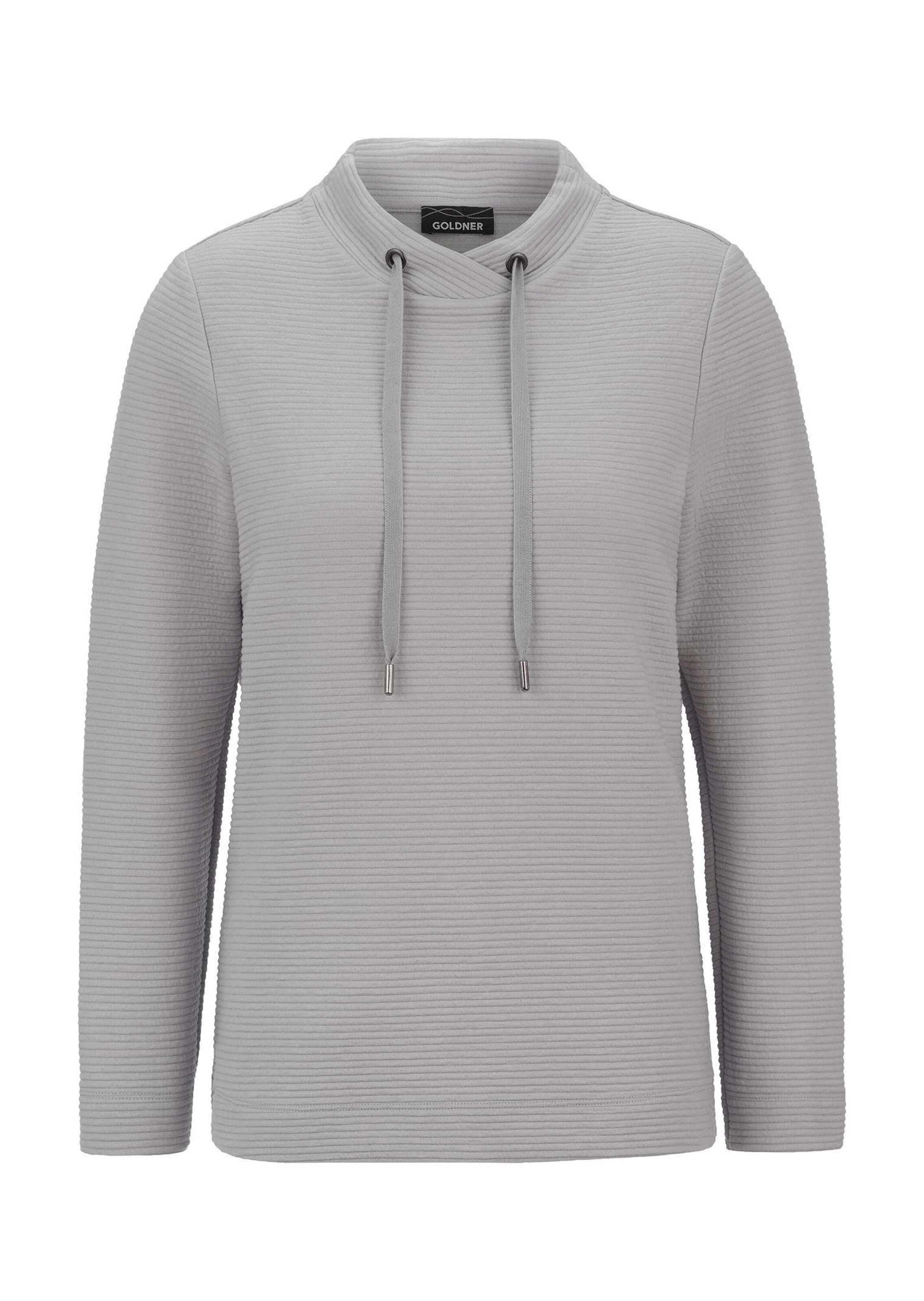 GOLDNER Kurzarmshirt "Langarm Viskose-Pullover, Stehbund" Sportive Kordel