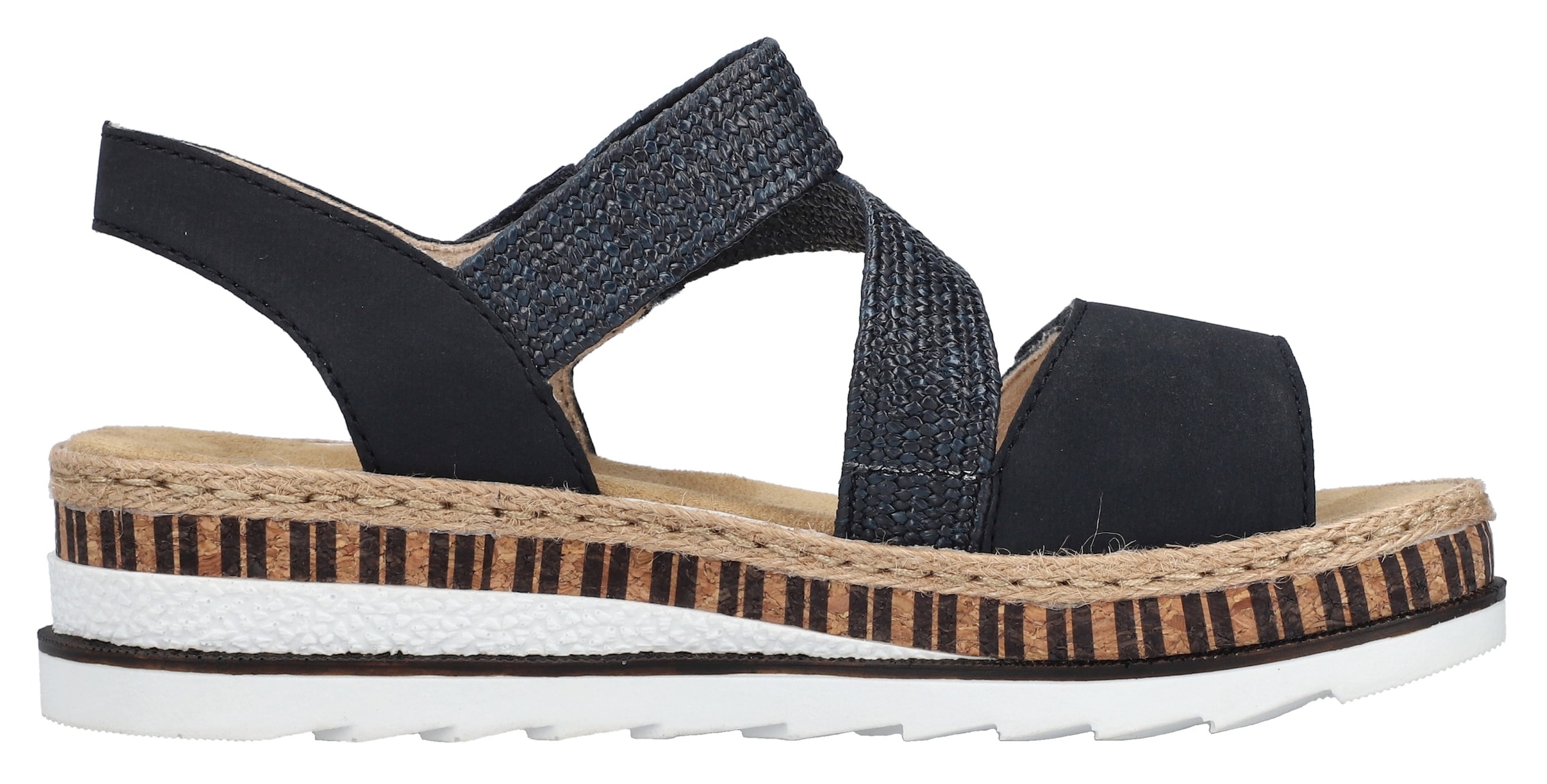 Rieker Keilsandalette, Riemchensandale, Sommerschuh, Urlaubschuh mit Klettriemchen