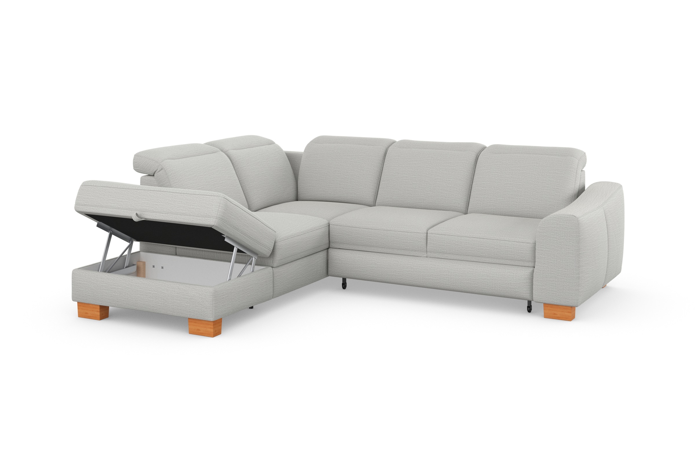 sit&more Ecksofa »Dundee L-Form«, mit Federkern und Massivholzfüßen, wahlweise mit Kopfteilverstellung
