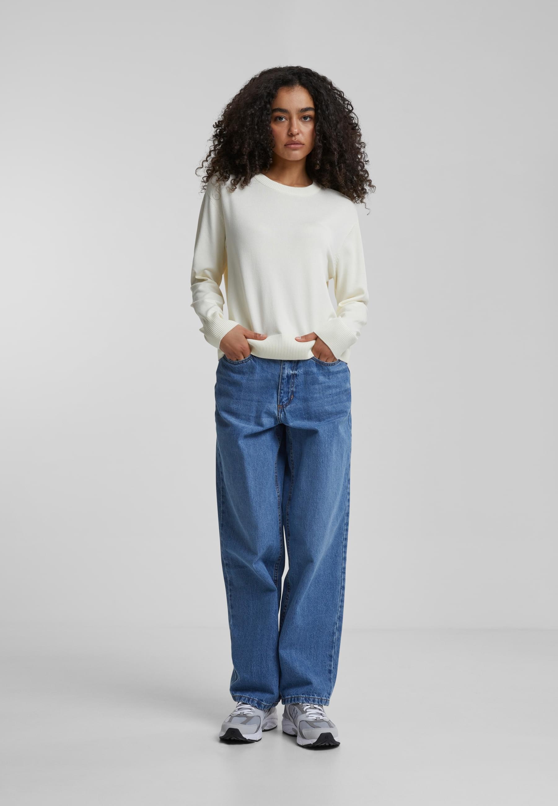 URBAN CLASSICS Rundhalspullover »Urban Classics Damen Ladies Knitted Roundneck Sweater«, (1 tlg.)