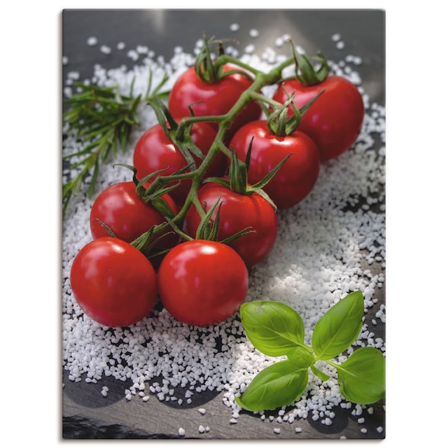 Artland Wandbild »Tomaten Rispe auf Salz«, Lebensmittel, (1 St.), als  Alubild, Leinwandbild, Wandaufkleber oder Poster in versch. Größen  bestellen | BAUR