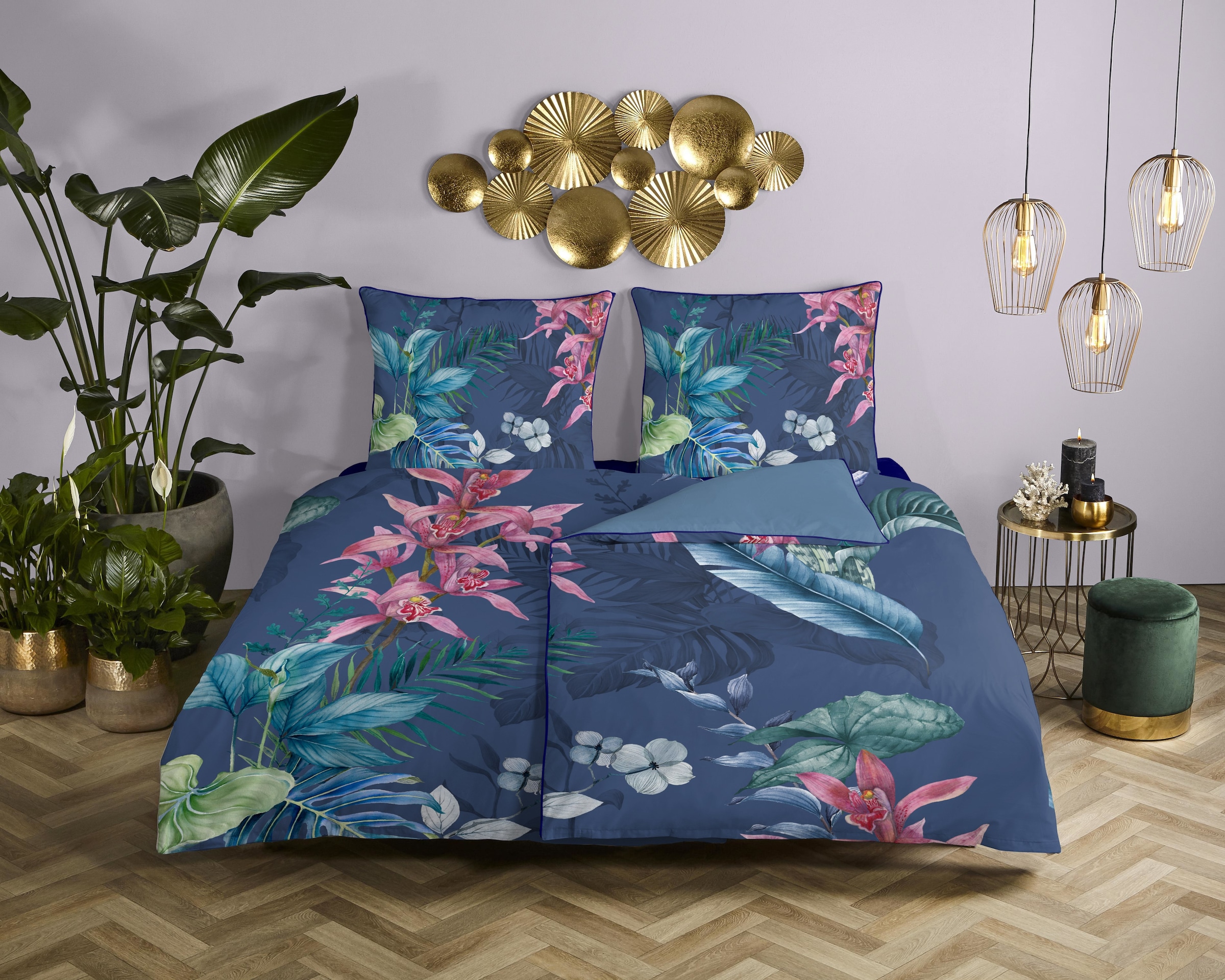 Descanso Wendebettwäsche "Maee" 2 Stk. Satin, Reißverschluss, Paspel, Biese günstig online kaufen