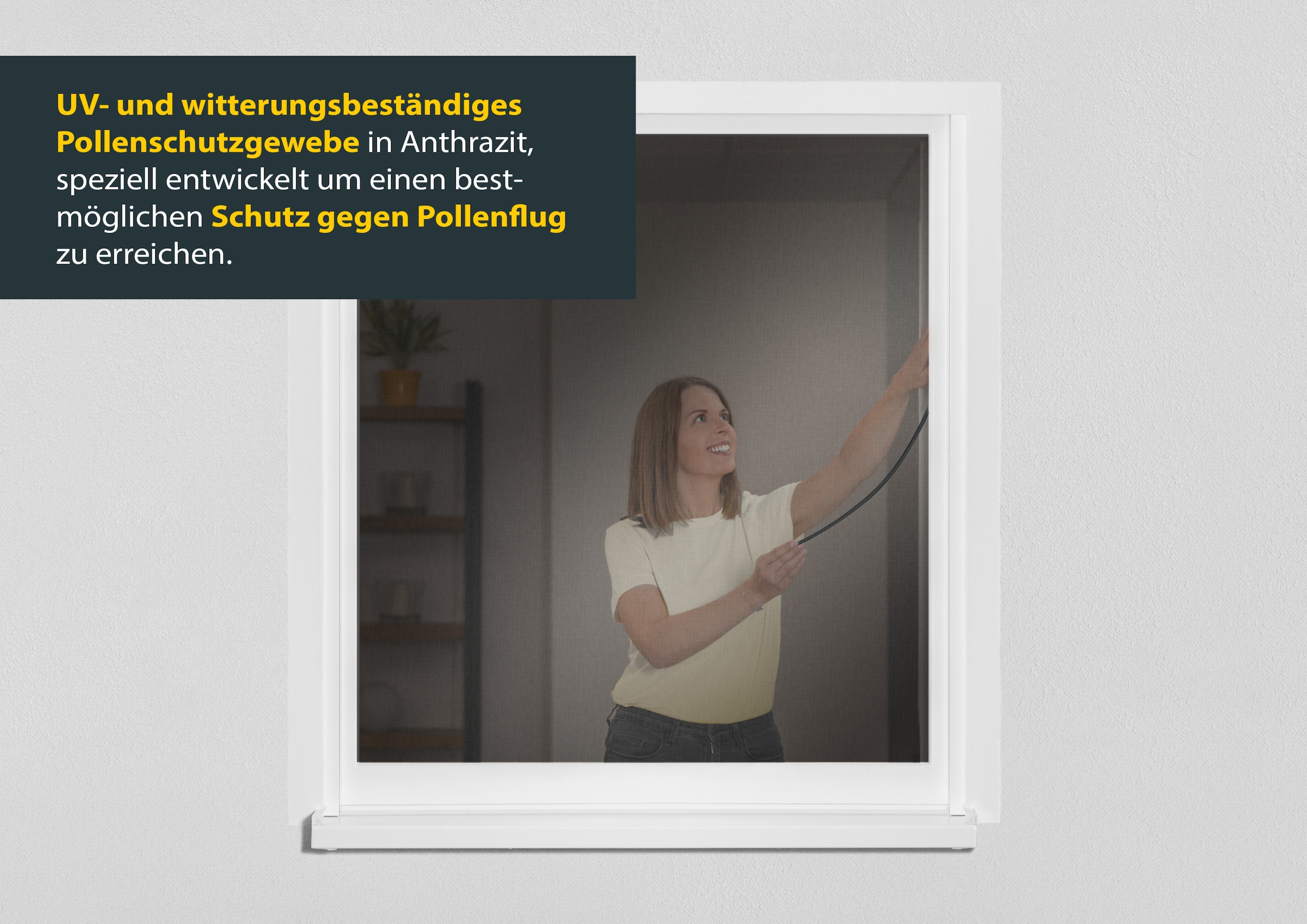 SCHELLENBERG Fliegengitter-Gewebe »mit Pollenschutz für Fenster«, Insektenschutz, einfache Klebe-Montage, 130 x 150 cm, anthrazit