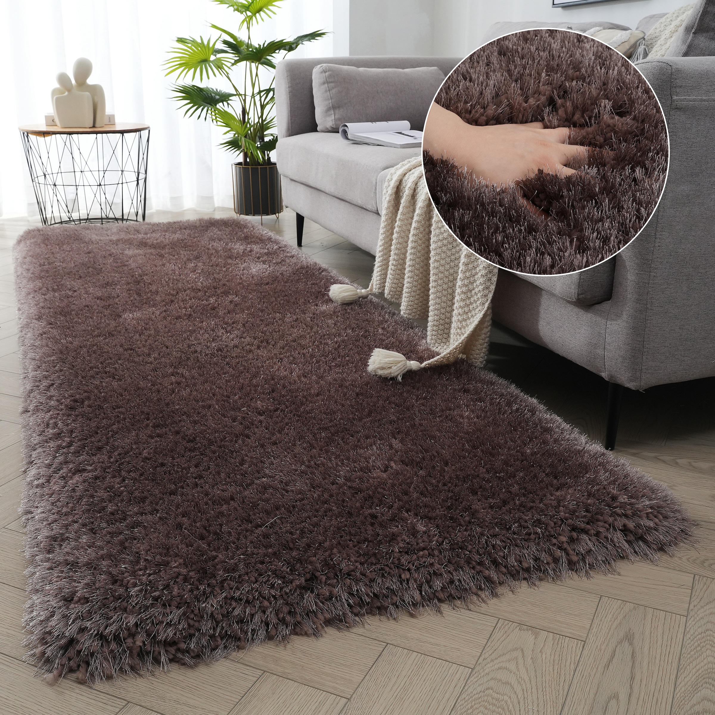 OTTO home Hochflor-Teppich "Micro exclusiv Teppich, sehr hoher Flor, weich durch Mikrofaser" rechteckig 78 mm Höhe sehr weich, flauschig, uni, Wohnzimmer, Schlafzimmer