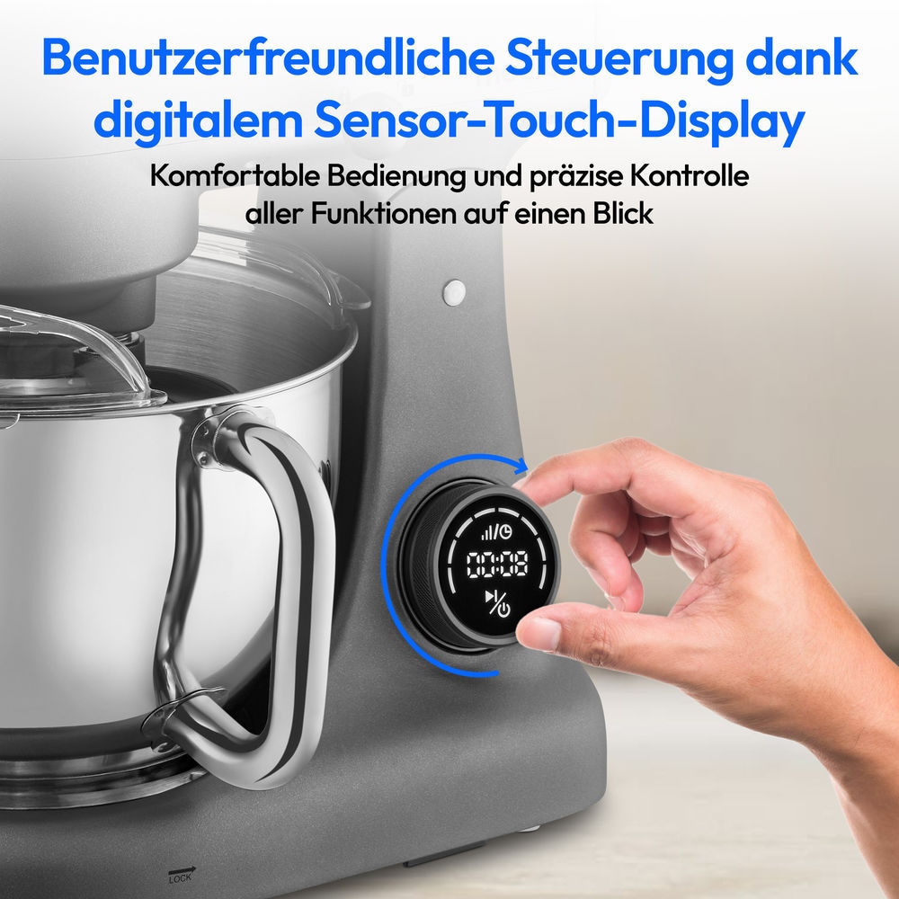 Medion® Küchenmaschine »MD 12600, 8 Geschwindigkeitsstufen, Impulsfunktion, DC-Motor, 4,6 L«, Mit umfangreichem Zubehör-Set, Fleischwolf-Aufsatz, Gemüsereibe