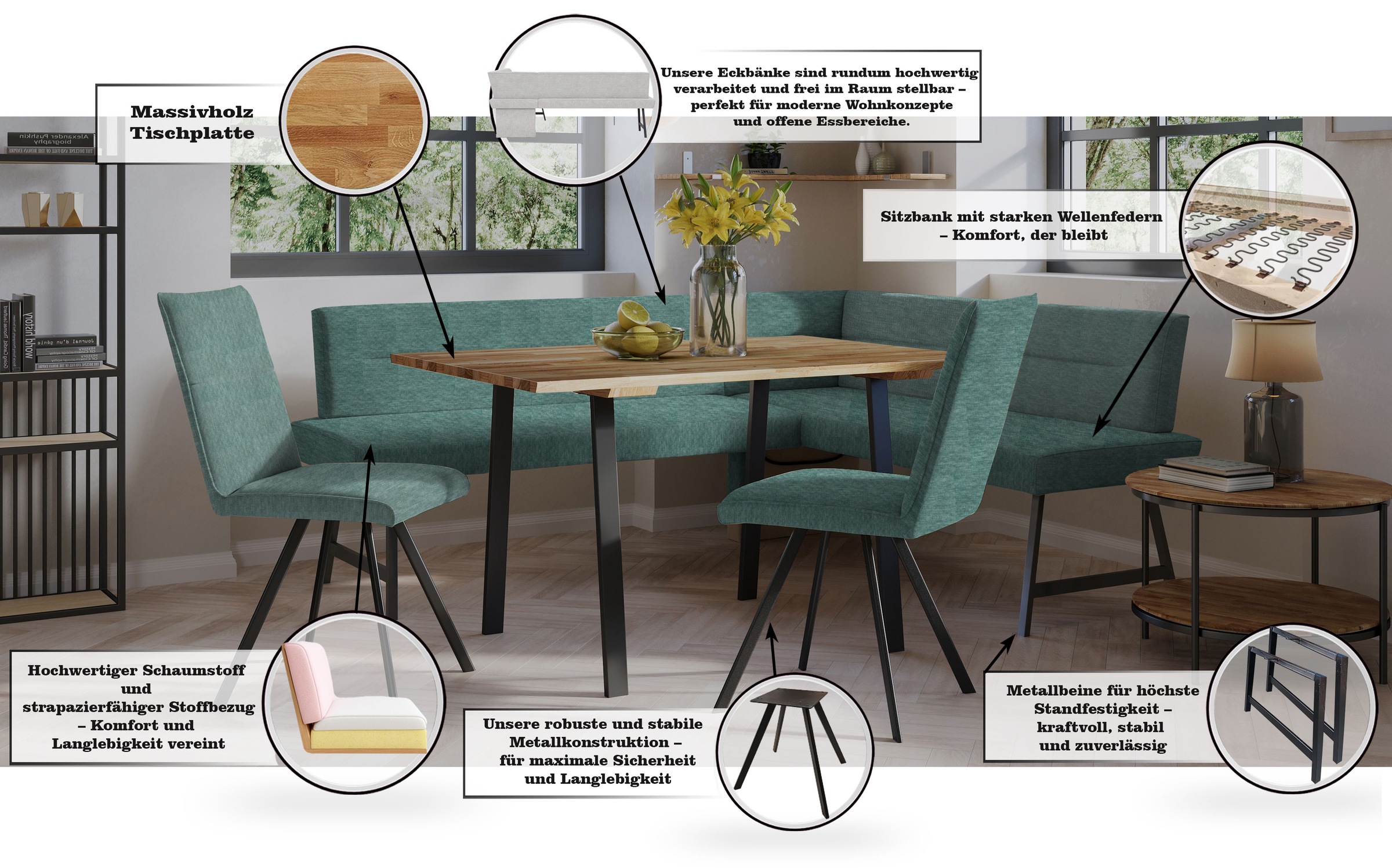 Thumbnail - Home affaire Eckbank "Sava" mit Wellenfederung im Sitz