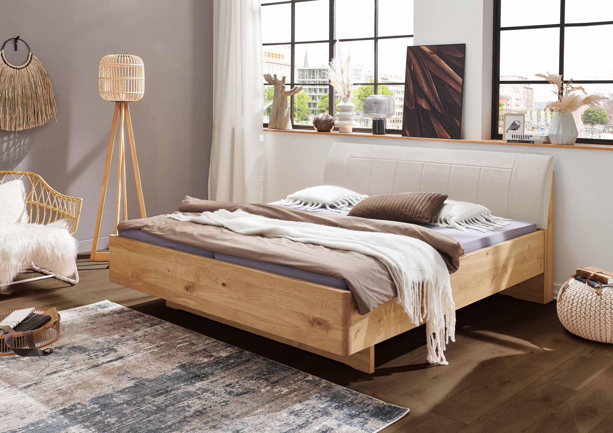 WIEMANN Holzbett "Cardiff, Bettgestell, Bettrahmen, teilmassiv, mit Polster günstig online kaufen