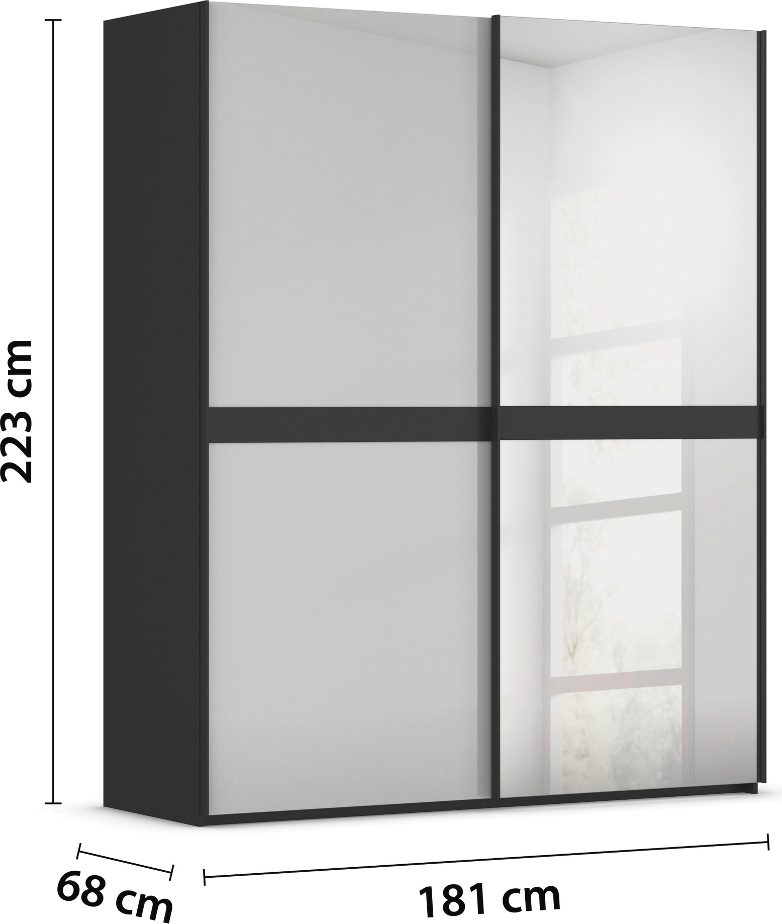 rauch Schwebetürenschrank »Kleiderschrank Schrank Garderobe Schlafzimmerschrank SCALE-LINE«, edle Optik mit Bauchbinde mit Glas/Spiegel-Front MADE IN GERMANY