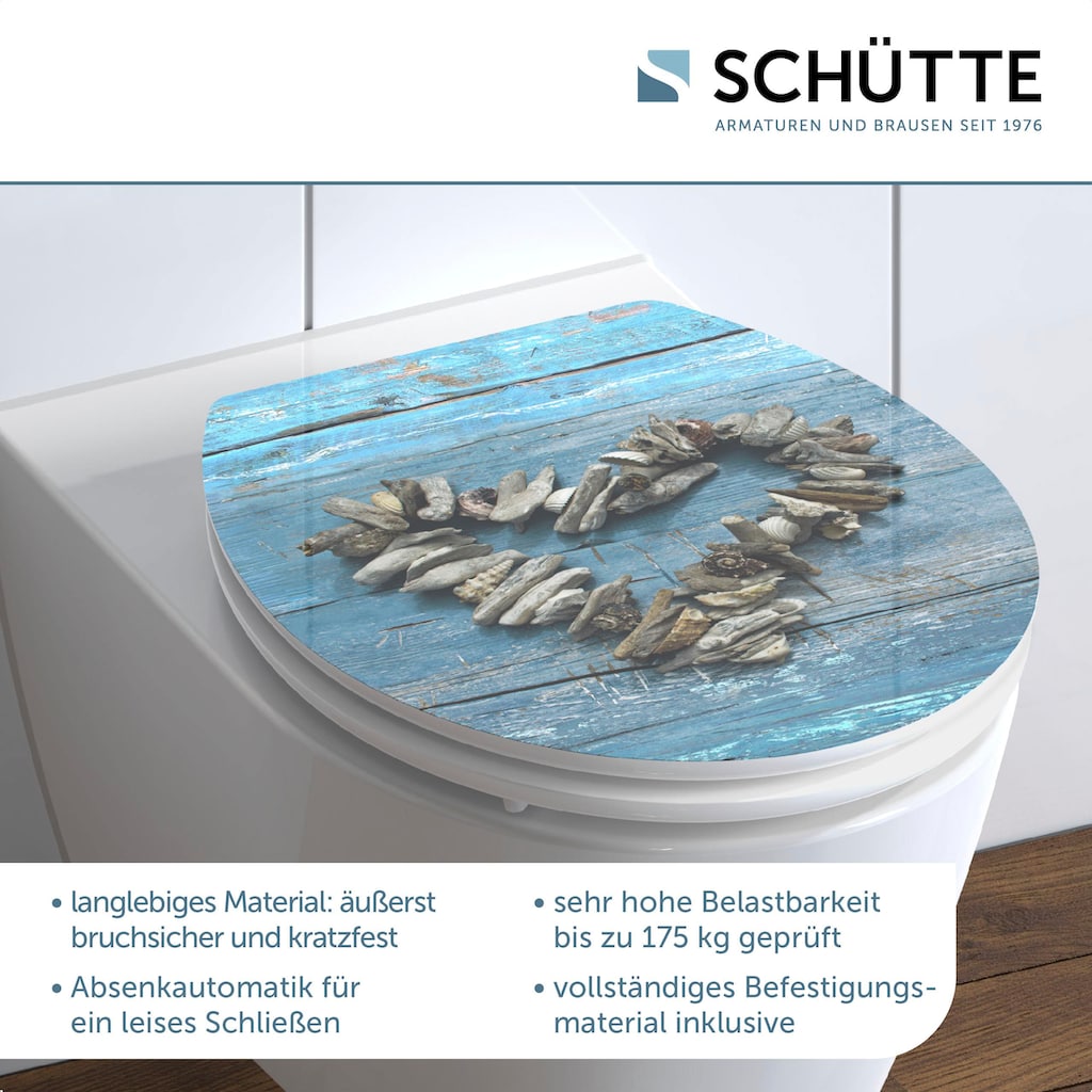 Schütte WC-Sitz »Shell Heart«, High Gloss mit MDF Holzkern, mit Absenkautomatik