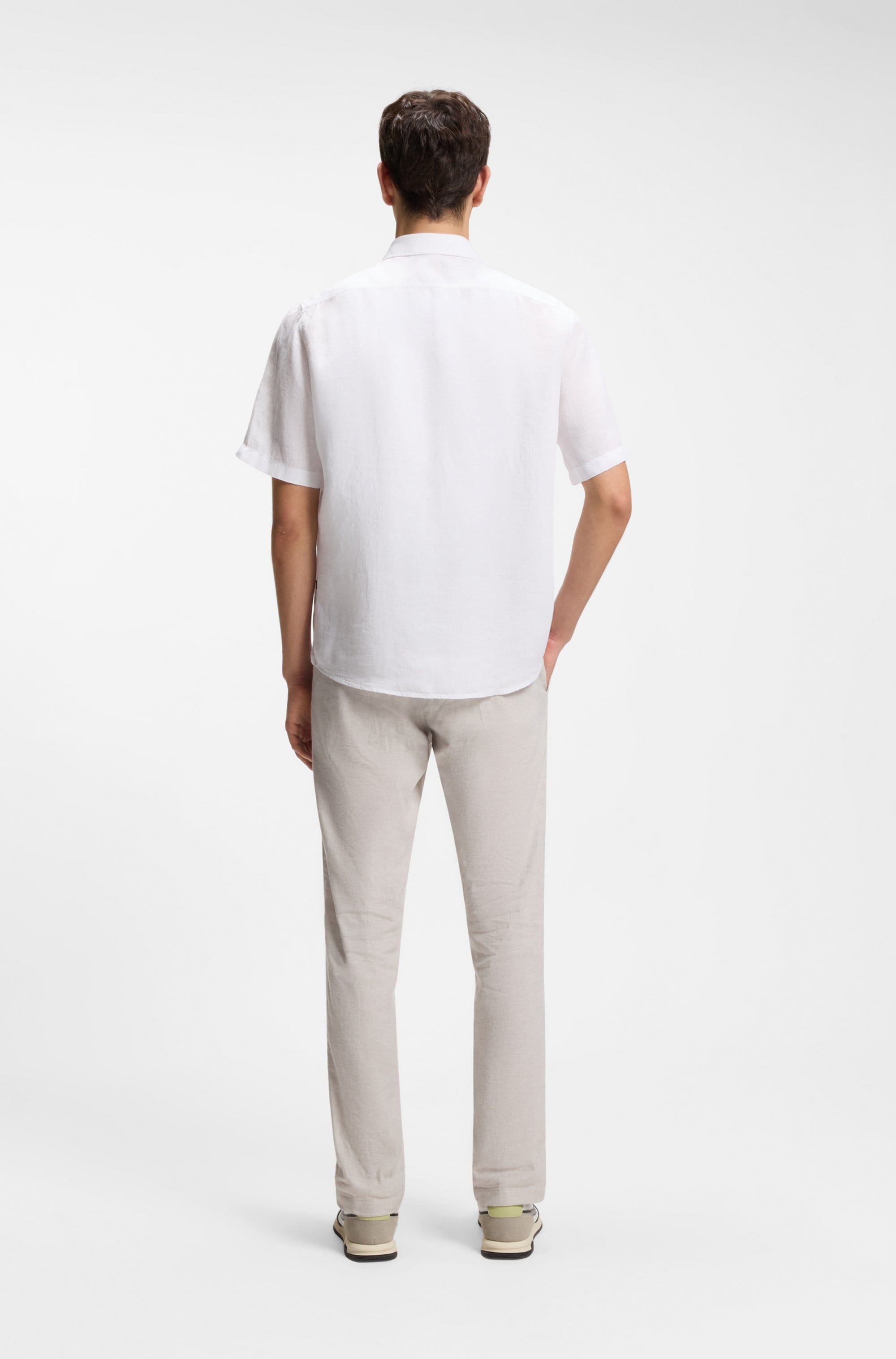 BOSS ORANGE Kurzarmhemd »Rash Premium Herrenmode« aus reinem Leinen, regular fit