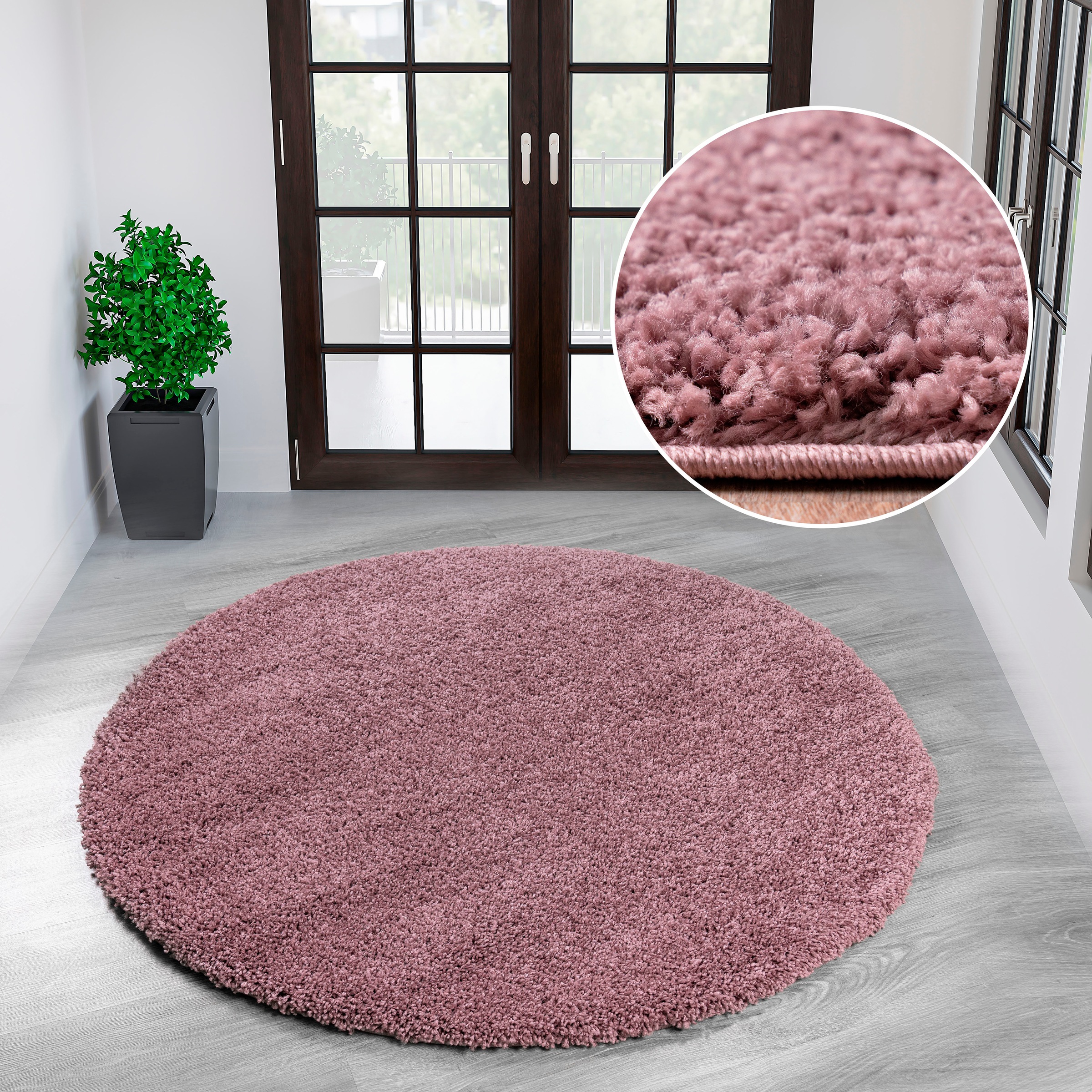 Teppich OTTO HOME "Shaggy 30" Gr. 10, braun (mahagoni), H:30mm Ø:190cm, Kunstfaser, Teppiche, Teppich, Teppich in Uni-Farben, besonders weich und kuschelig, Wohnzimmer