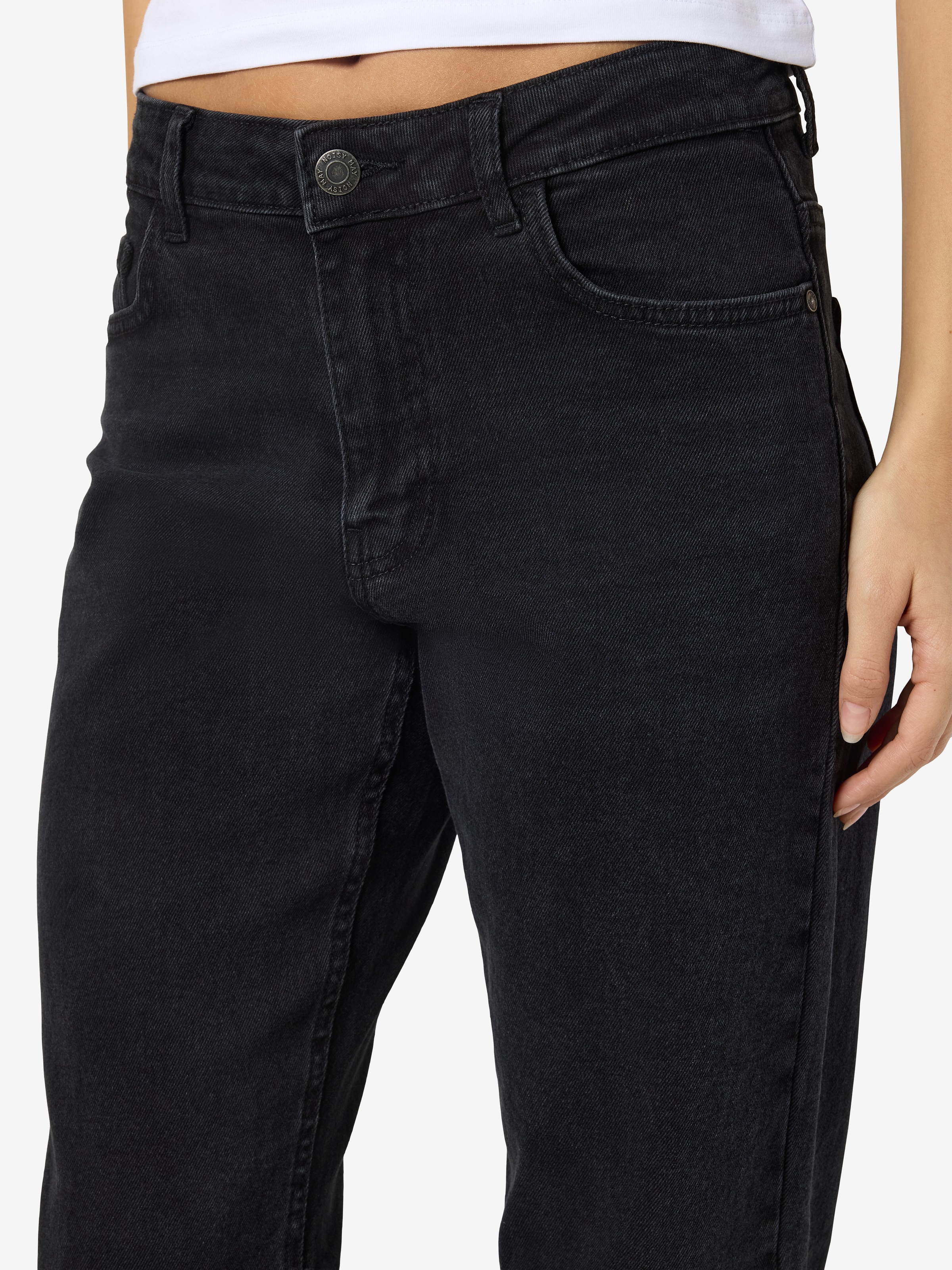 Noisy may High-waist-Jeans "NMMONICA HW STRAIGHT JEAN BLACK NOOS" günstig online kaufen