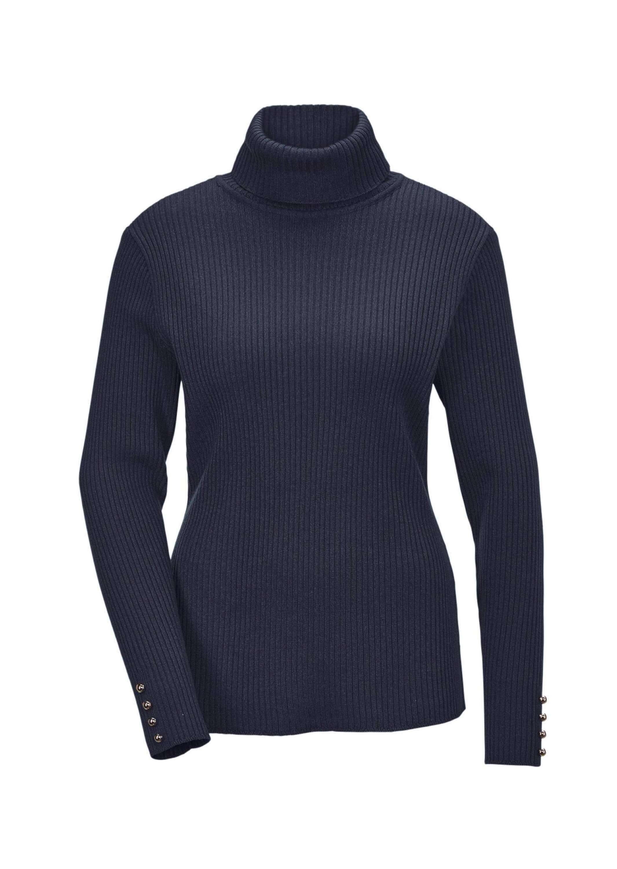 GOLDNER Rollkragenpullover "Eleganter Rollkragenpullover mit optischen Knöpfen" Zierknöpfe am Ärmelabschluß