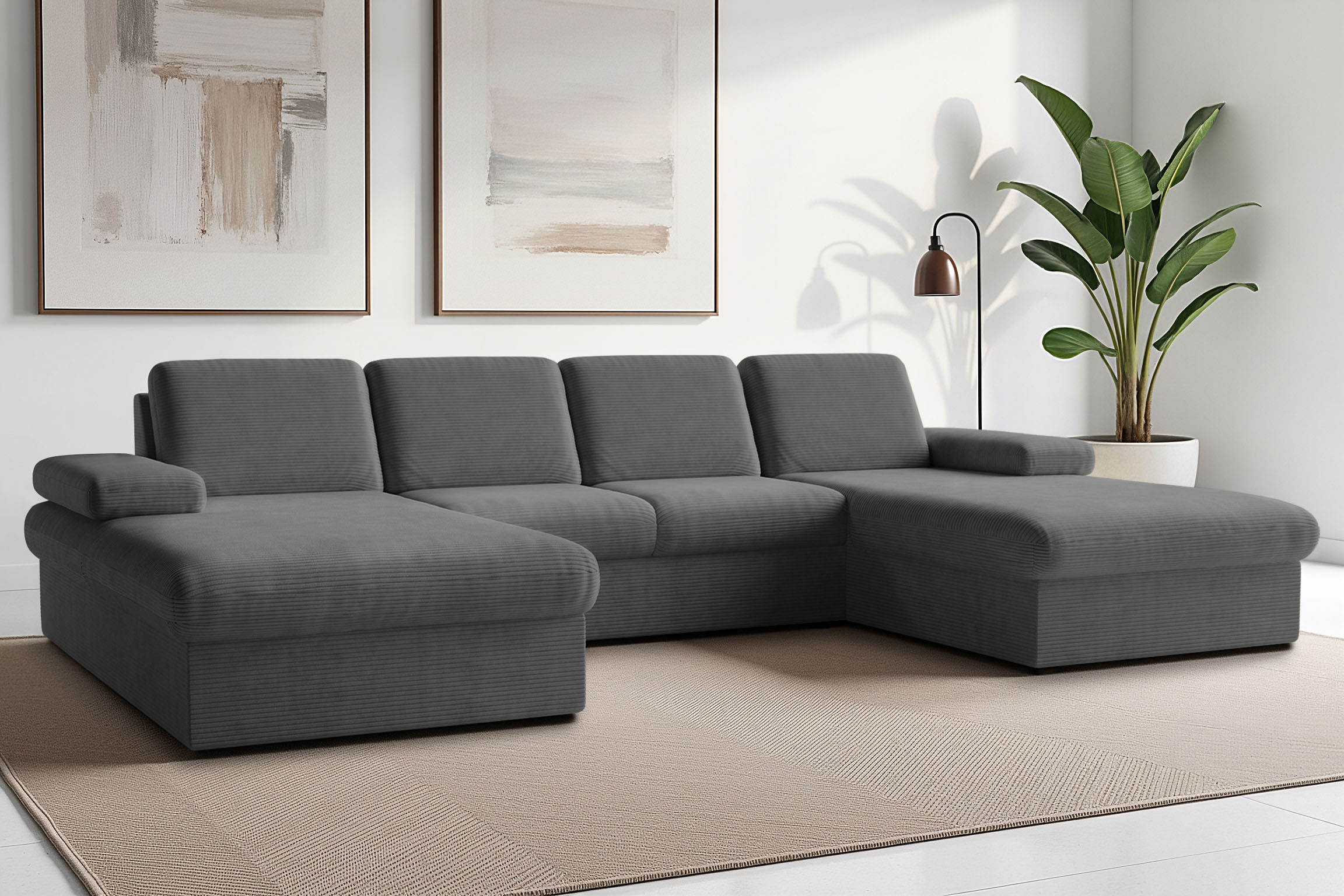 sit&more Wohnlandschaft "Moreno U-Form, B: 309 cm" mit Armteilverstellung, optional Schlaffunktion