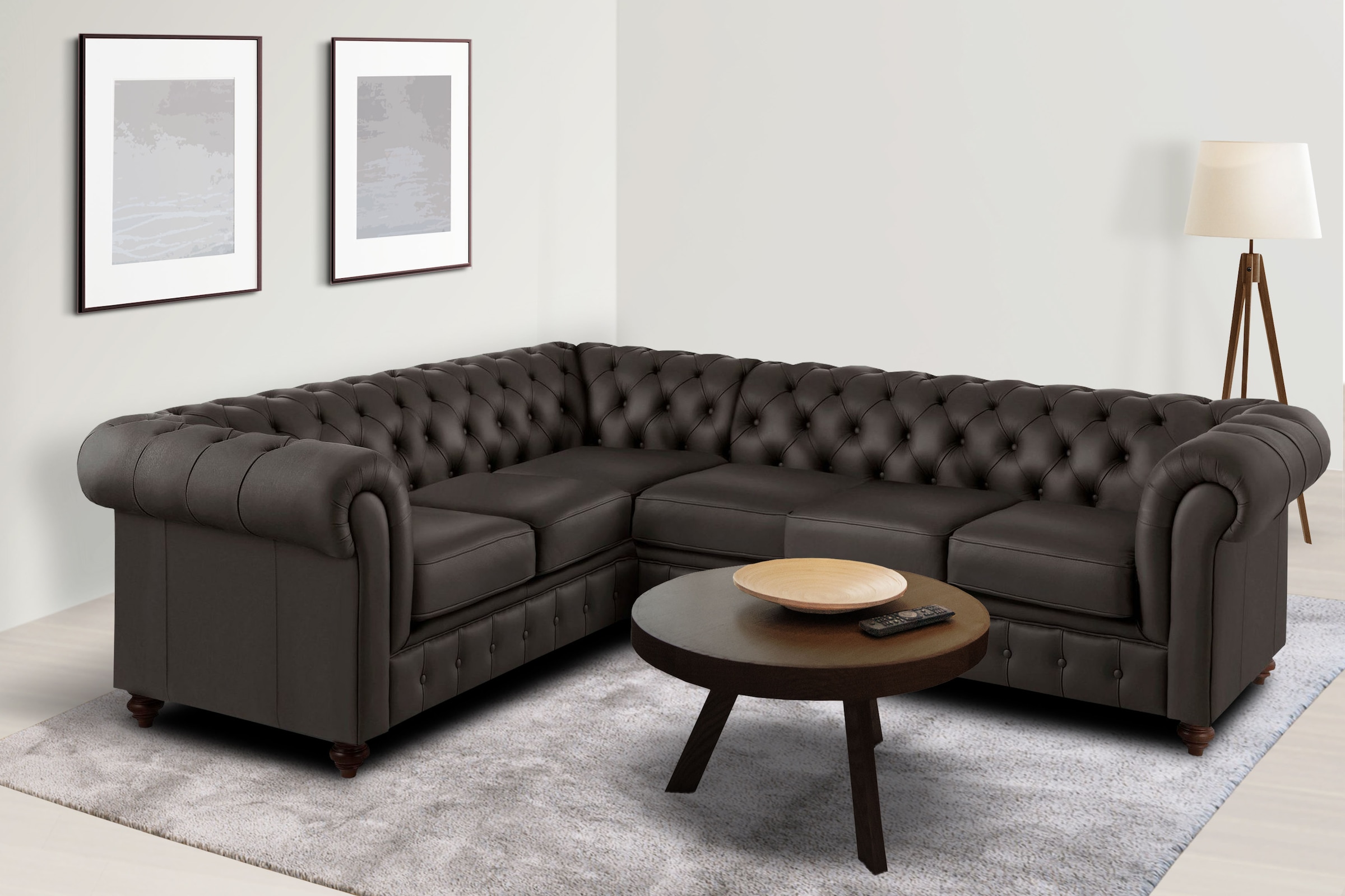 OTTO home Chesterfield-Sofa "Chesterfield Ecksofa, auch in Leder L-Form" hochwertige Knopfheftung, langer Schenkel links oder rechts wählbar