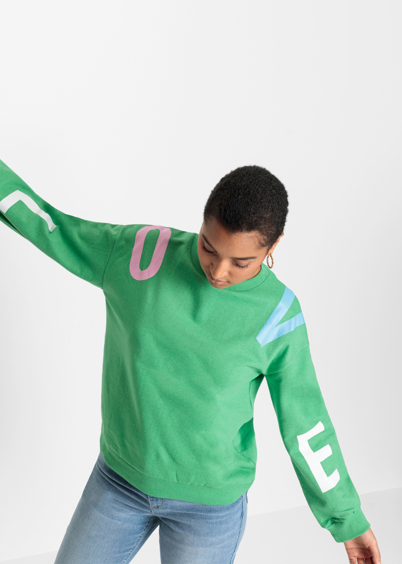 bonprix Sweatshirt, lässiger Schnitt, Oversized-Look, Schriftzug-Design