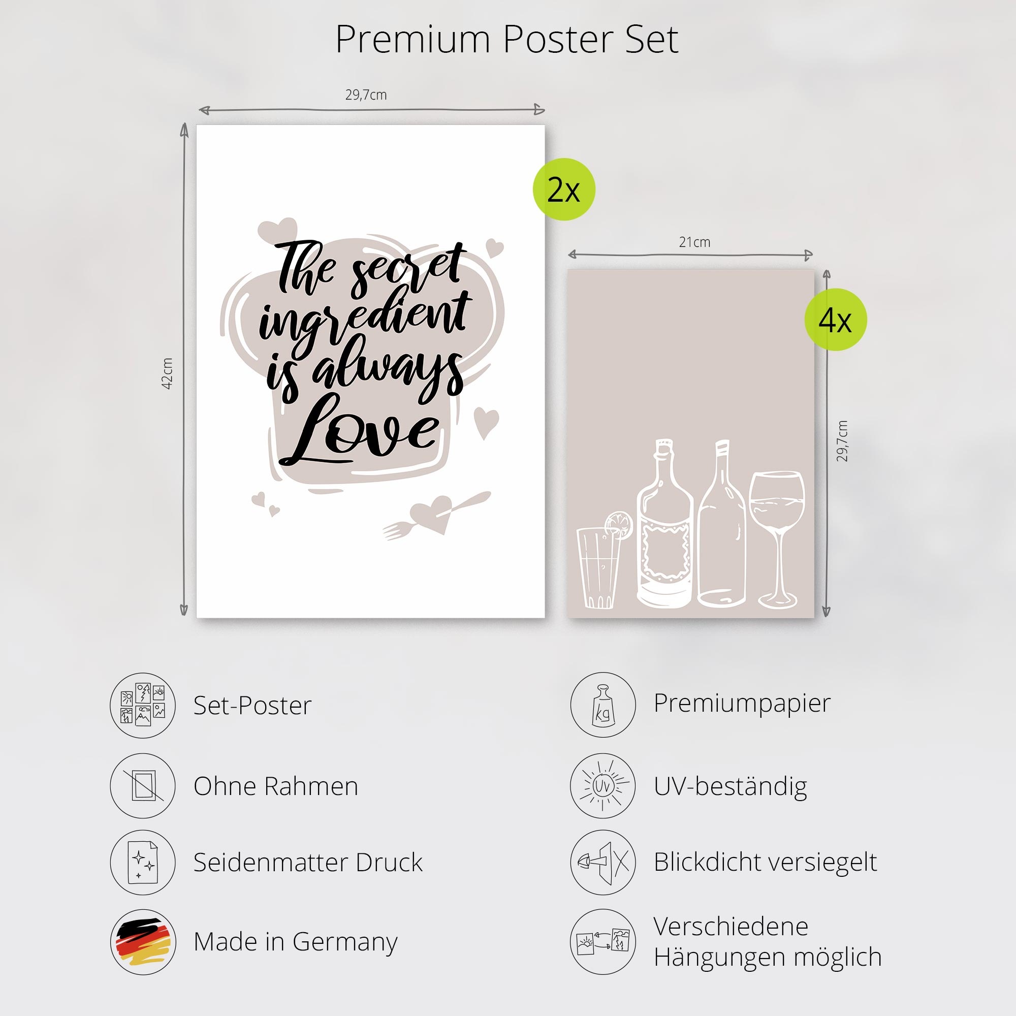 Artland Poster »Ostergrüße« Set, 6 Stk. tlg. OHNE RAHMEN, in 2 versch. Größen