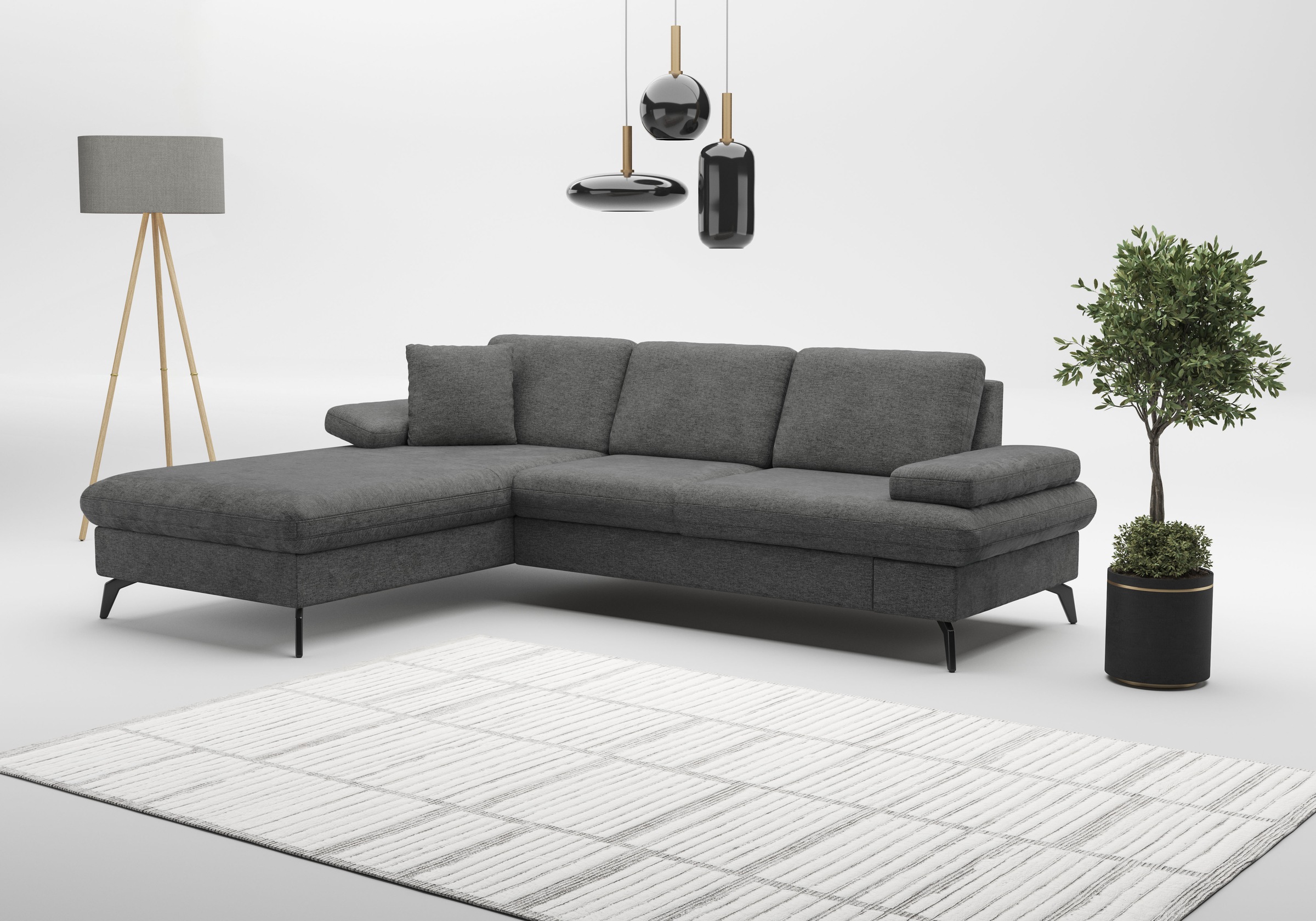 sit&more Ecksofa »Morris Jubi L-Form«, inkl. Armteilfunktion und 1 Zierkissen, wahlweise mit Bettfunktion