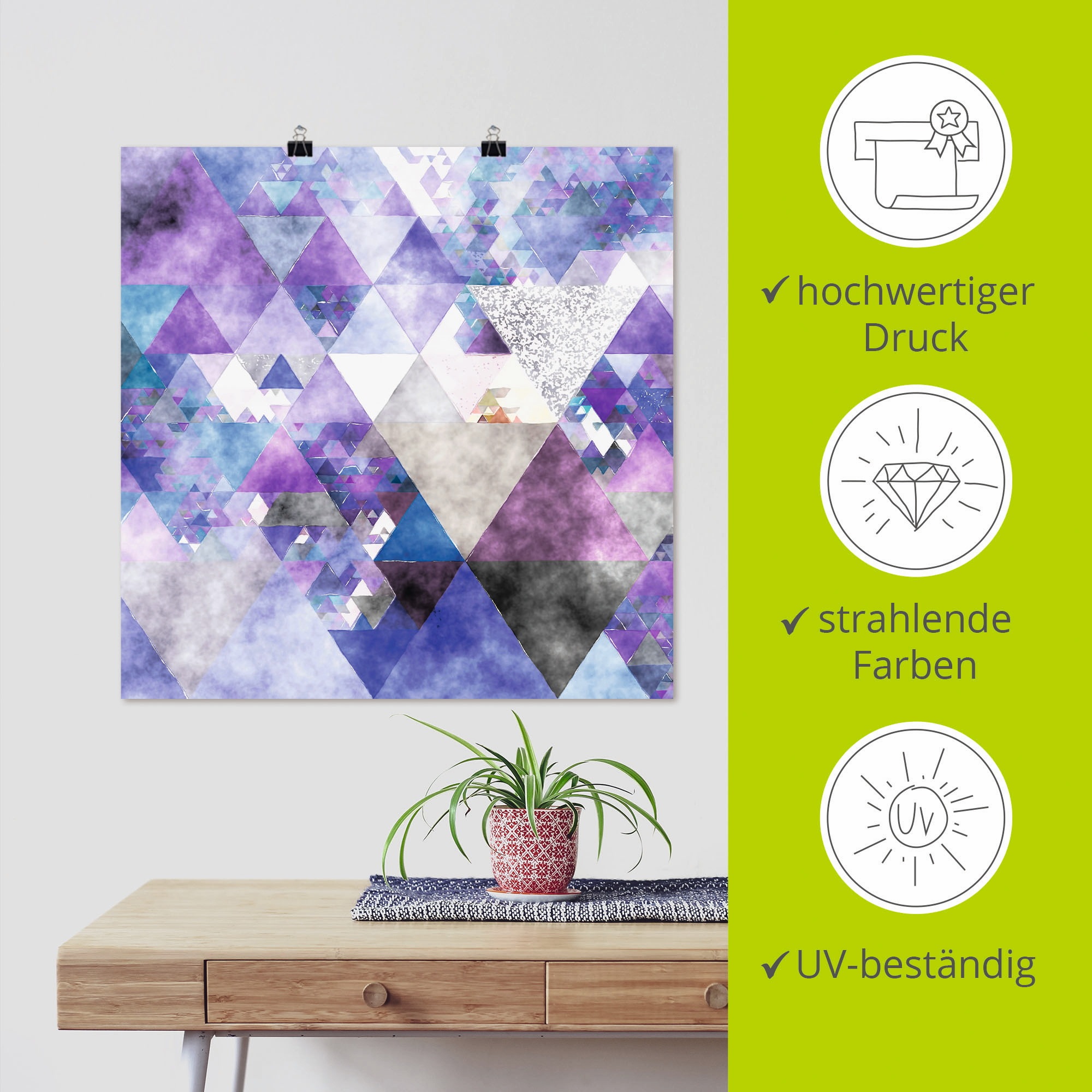 Artland Wandbild »Dreiecke«, Muster, (1 St.), als Leinwandbild, Poster in verschied. Größen