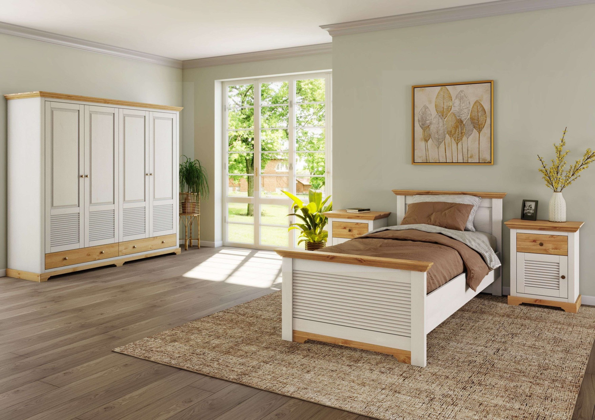 Thumbnail - Home affaire Bett "Rauna, Landhausstil, edles Design mit Lamellen und Kassetten, 2 Farben", (Breite/Belastbarkeit 180cm=...
