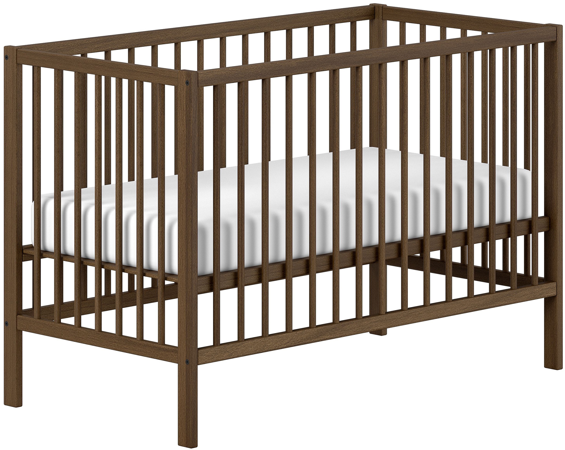 Vipack Babybett »DINO, ideal für Ihr Kinderzimmer, Made in Europe, Buche massiv« 60/120cm, Liegehöhe 3-fach höhenverstellbar, Buche Nussbaumfarbig