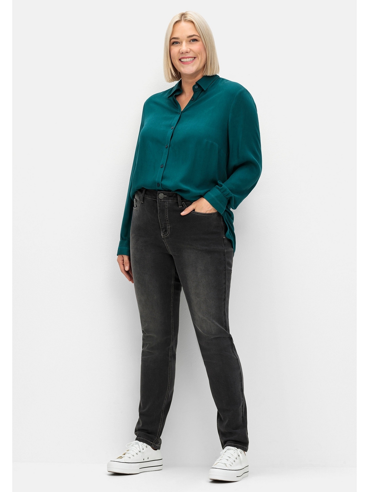 Sheego Hemdbluse »Große Größen«, aus weich fließendem Viskose-Twill