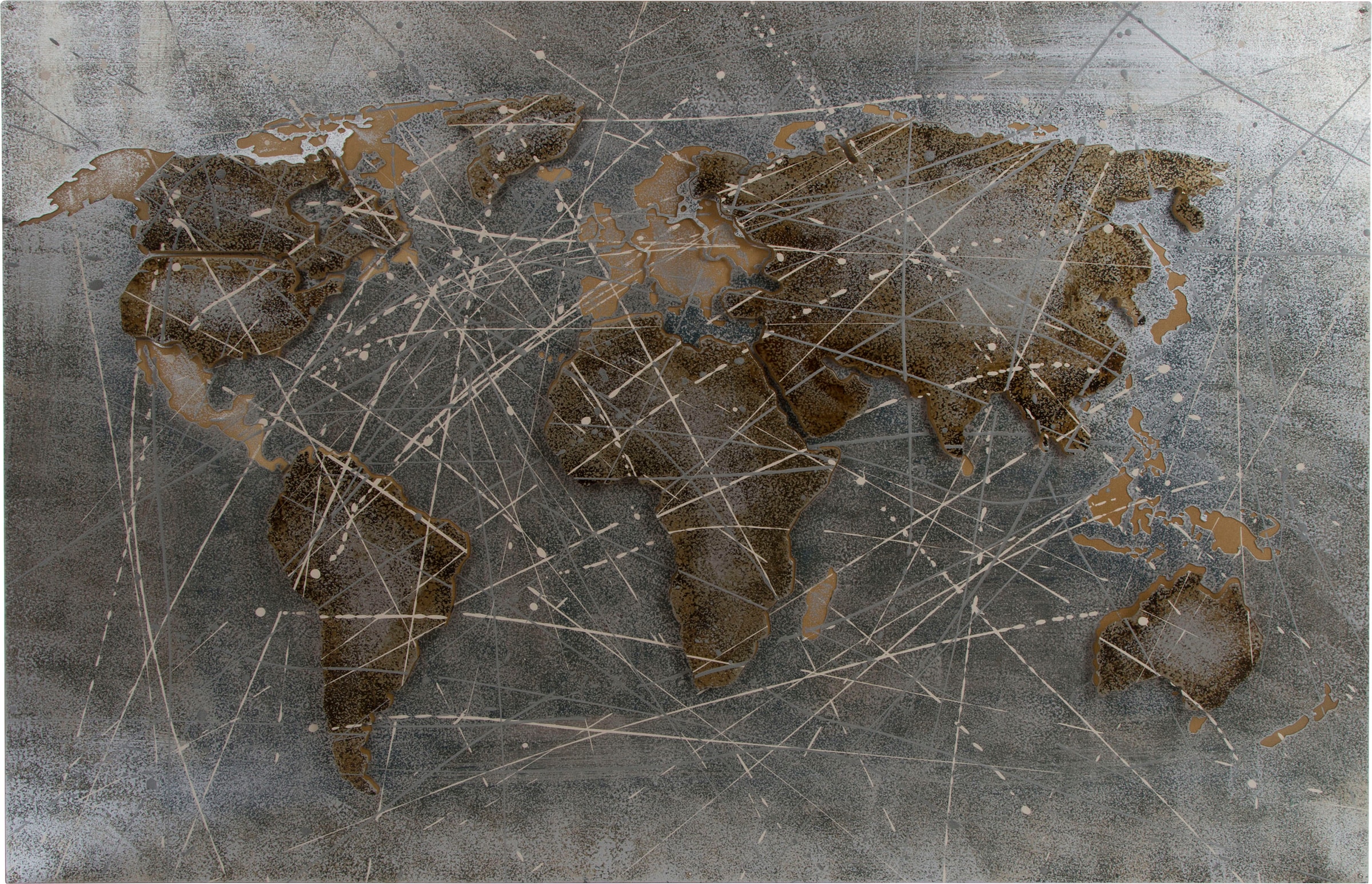 Myflair Möbel & Accessoires Leinwandbild »Canvas "Earth"«, mit Metall, Motiv Weltkarte, 120x80 cm, Wohnzimmer