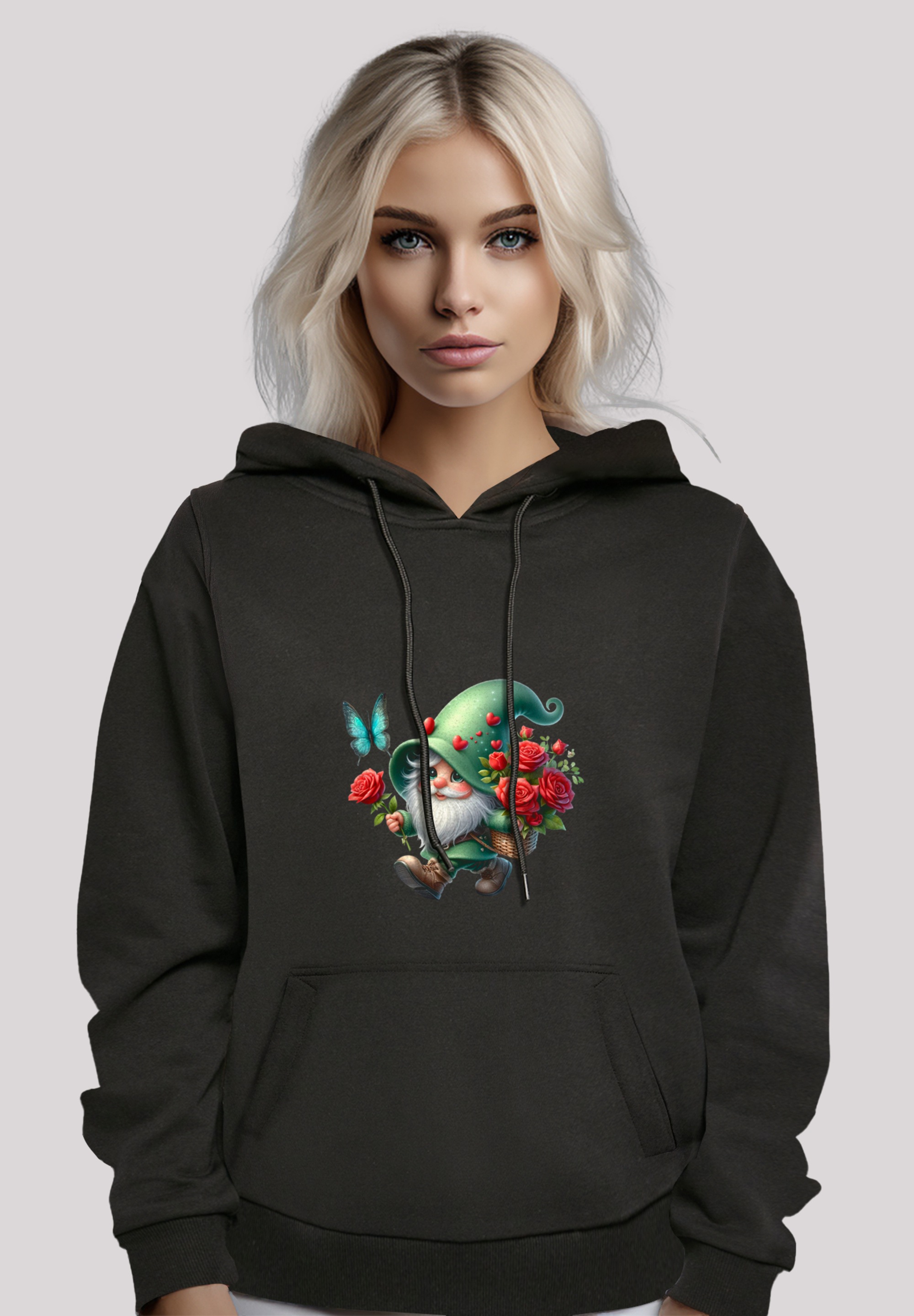 F4NT4STIC Kapuzenpullover »Gnom Frühling Blumen Schmetterling«, Premium Qualität