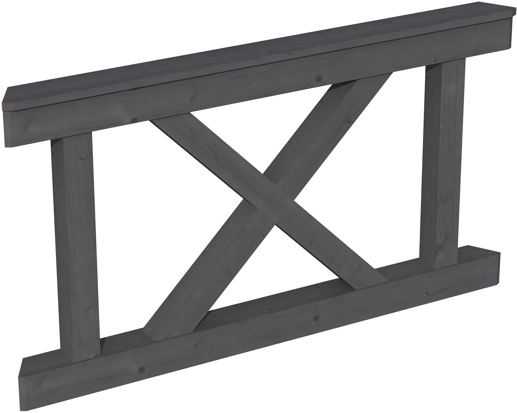Brüstungsgeländer SKANHOLZ, H:84cm L:150cm, grau, Geländer, "Andreaskreuz"