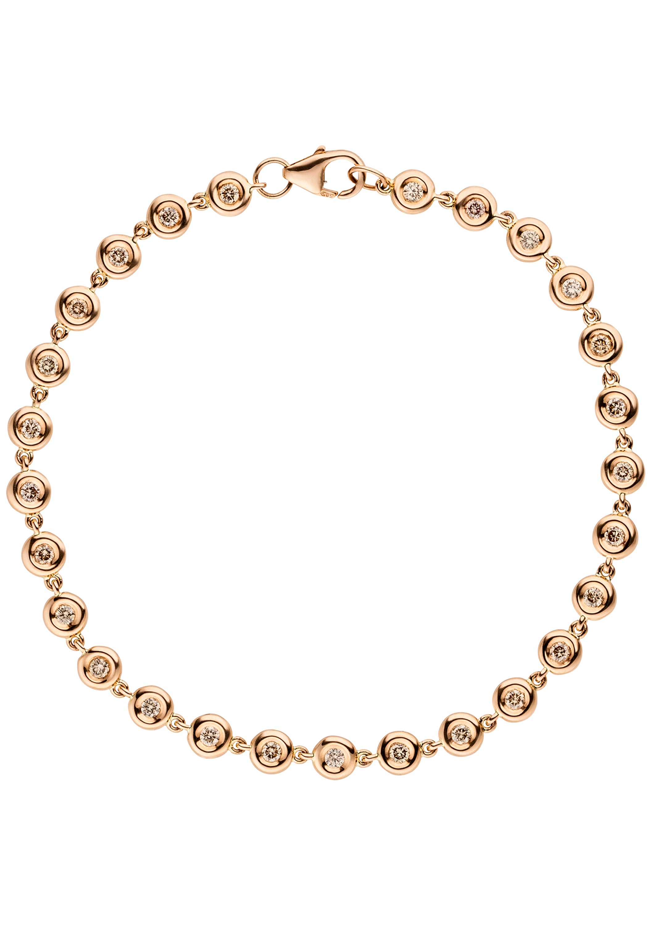 JOBO Tennisarmband »Armband Roségoldarmband 18 cm« 585 Roségold mit 27 Diamanten