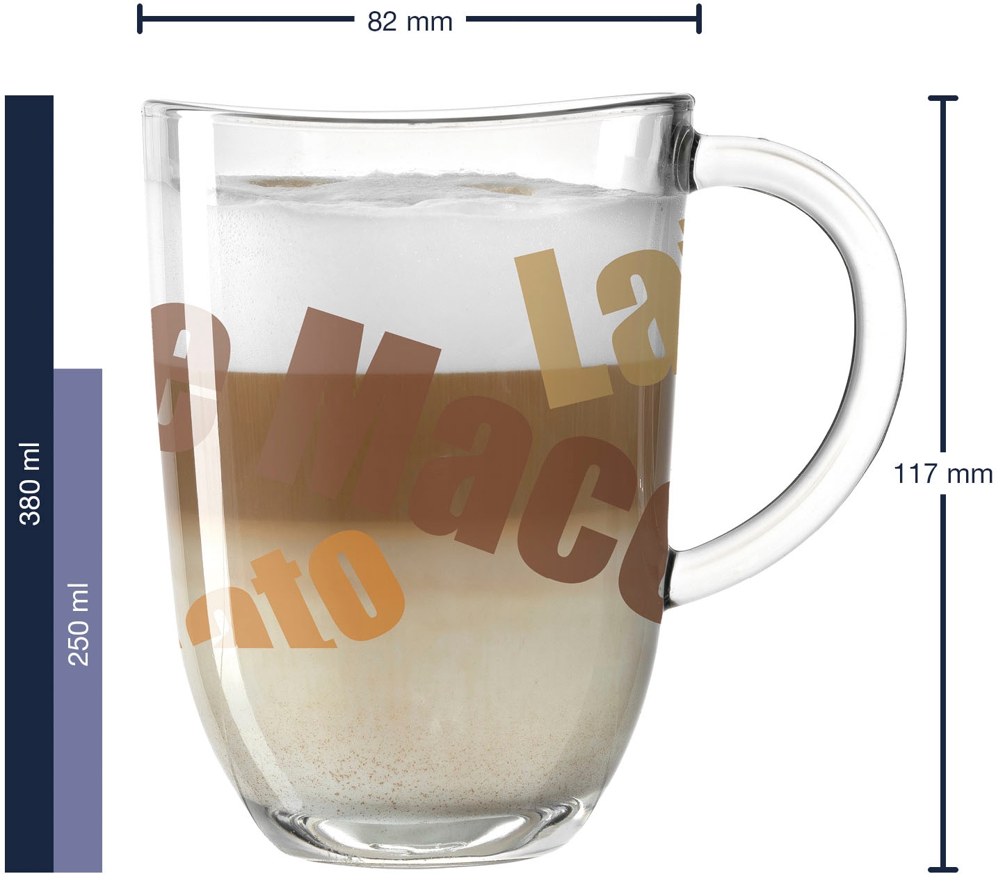LEONARDO Latte-Macchiato-Tasse »NAPOLI«, (Set, 6 tlg.), Latte Macchiato-Tasse, 380 ml, 3-farbig, 6-teilig