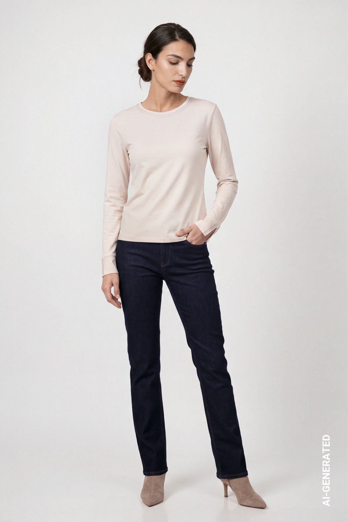 Monari Langarmshirt Regular fit mit Schmuckdetails