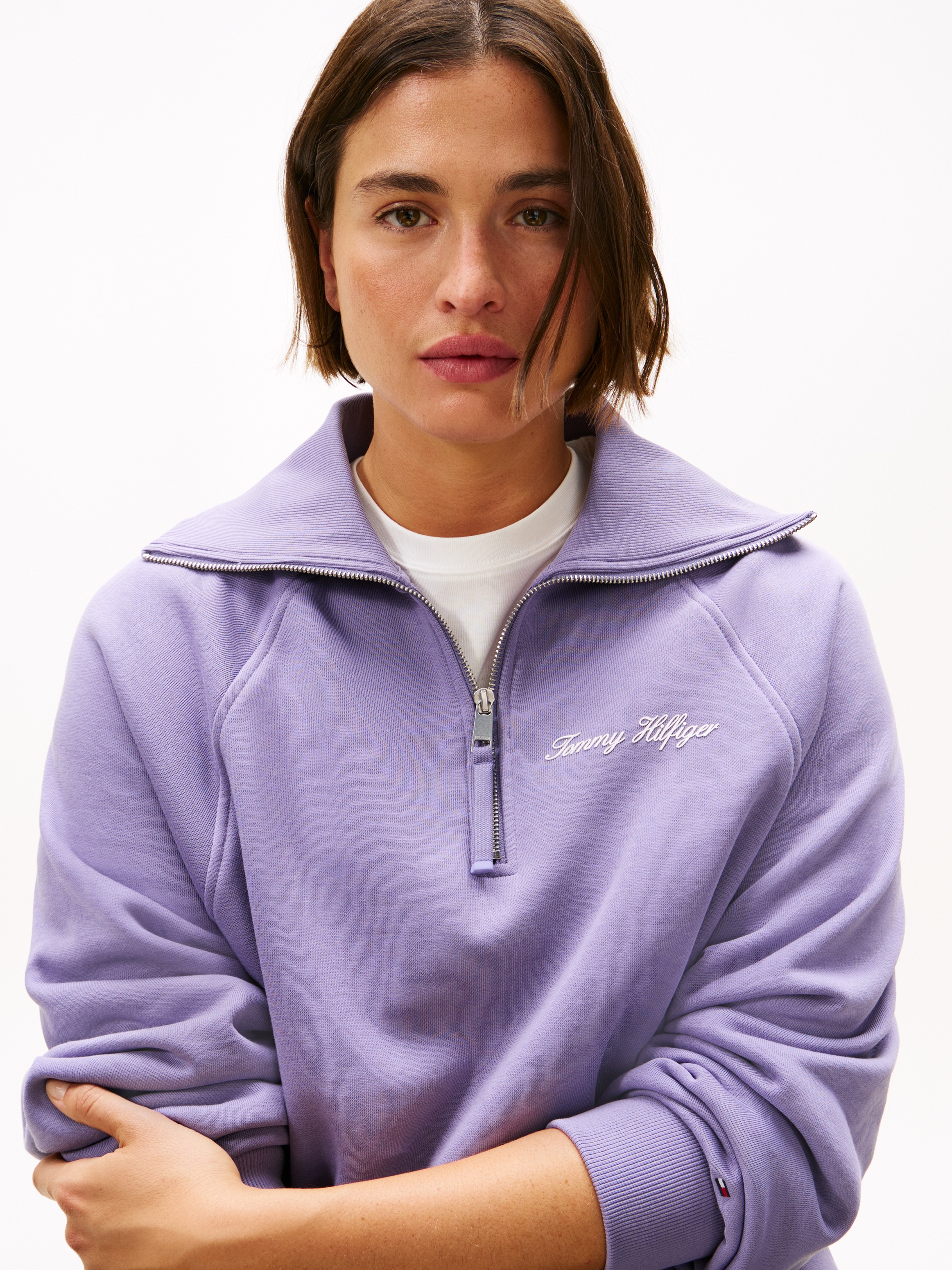 Tommy Hilfiger Curve Sweatshirt "CRV CLASSIC SCRIPT FLEECE 1/2ZIP", in groß günstig online kaufen