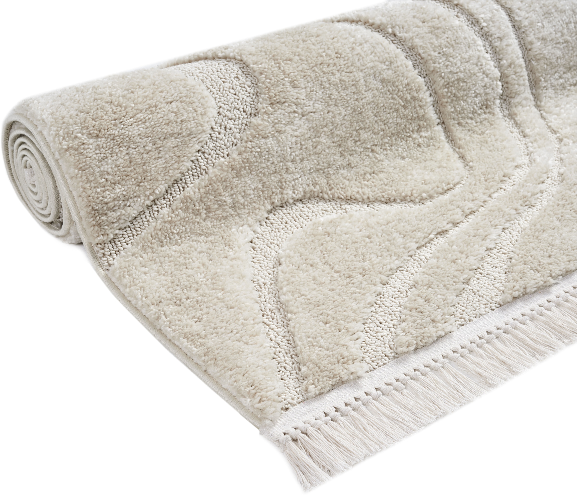 homsy by Ana Johnson Teppich »Waavy mit Fransen, Wellen Design« rechteckig 20 mm Höhe Boho, 3D Optik, Scandi, Hoch-Tief, Wohnzimmer, Schlafzimmer