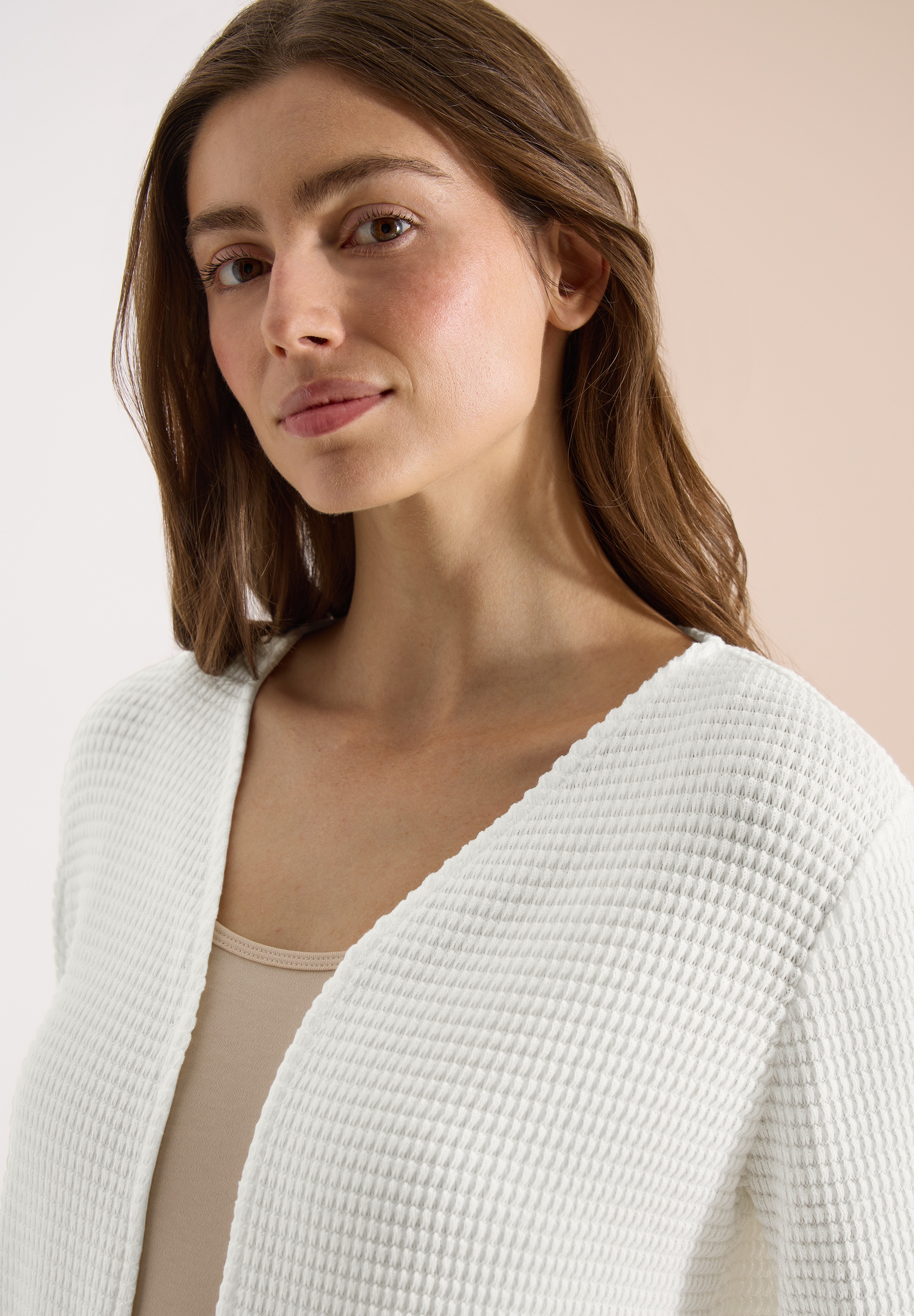 Cecil Shirtjacke Offene 3/4-Arm Jacke im Ajour-Look