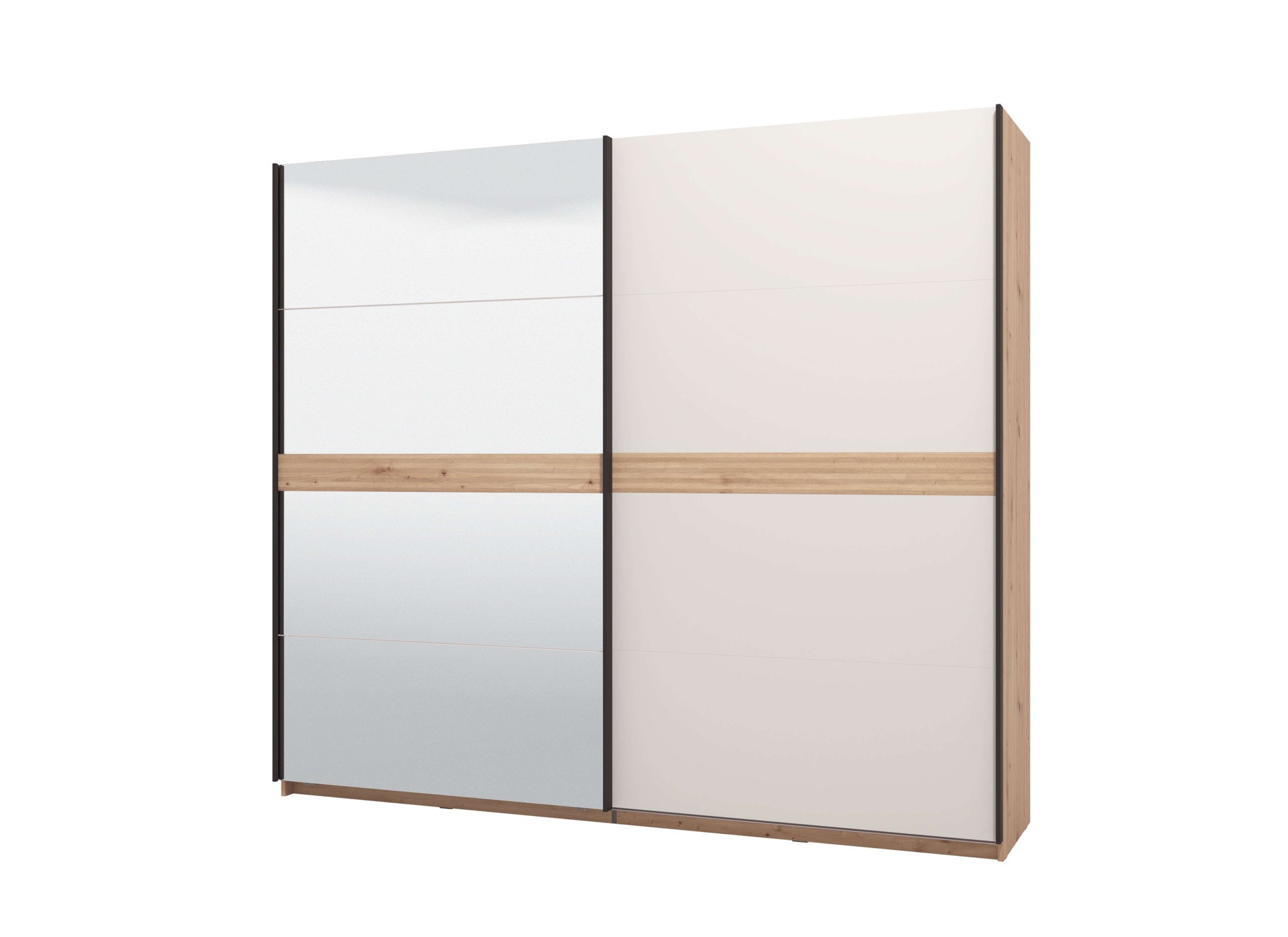 INOSIGN Schwebetürenschrank »Modena, Breite 245 cm, FSC-zertifiziert, Trendfarbe cashmere«, Schlafzimmerschrank mit Spiegel, mit verschiedenen Innenausstattungen
