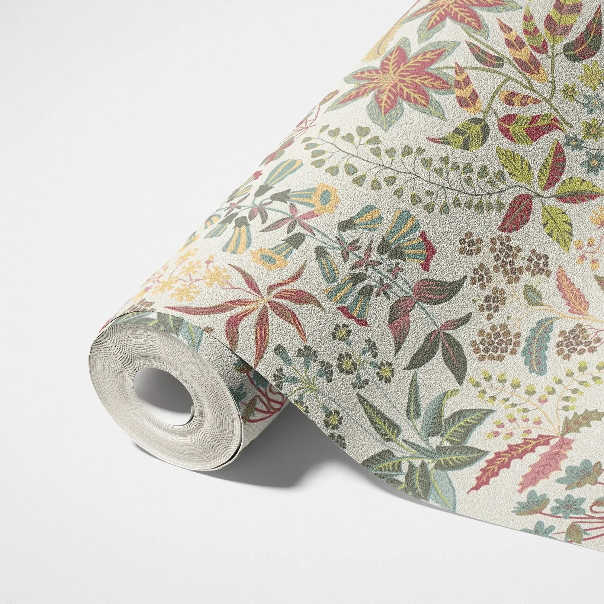living walls Vliestapete »LIMITED – Bunte Blumenwiese« botanisch | floral | mehrfarbig leicht strukturiert Vielfältige Wildblumen und Blätter in lebendiger Illustration
